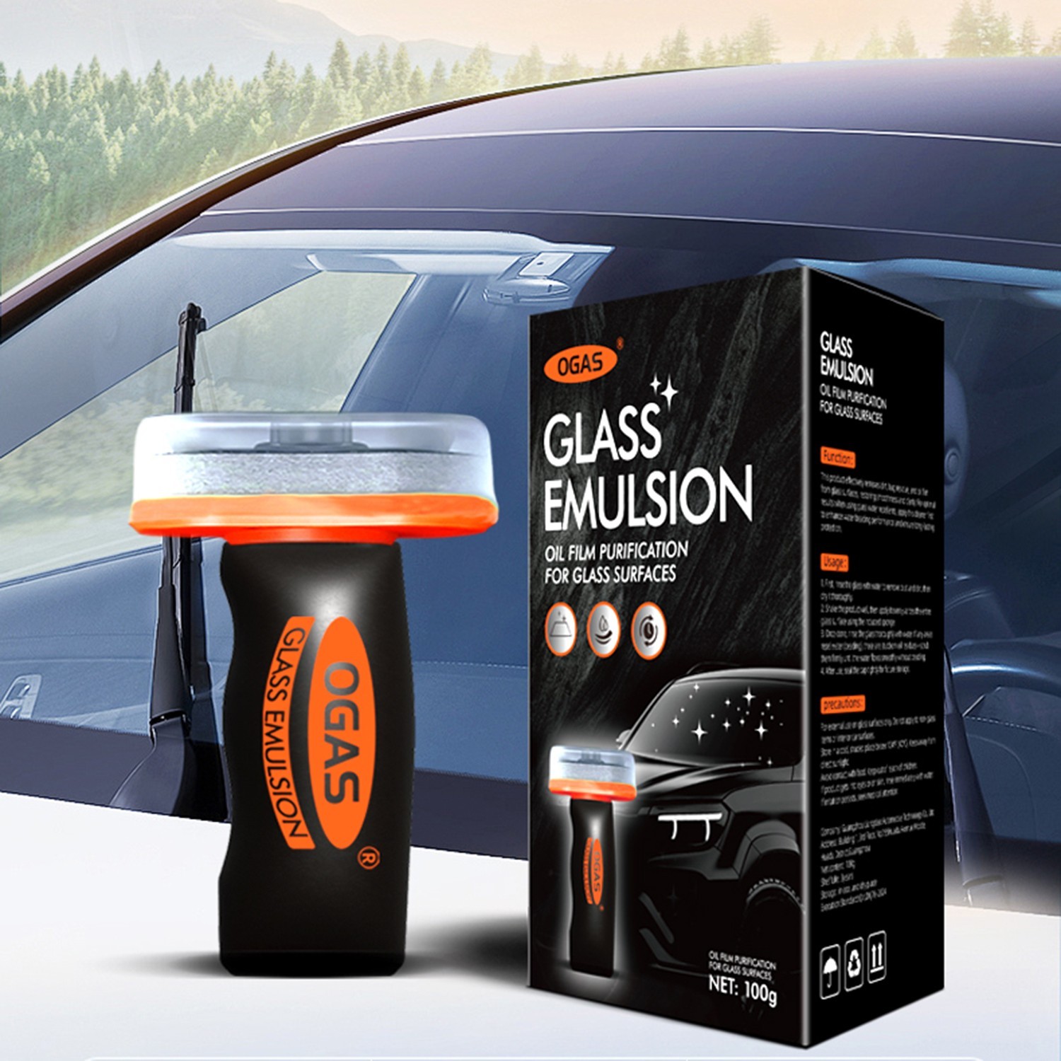 Automotive Car Glass Oil Film Remover Windshield Cleaner Brush for Safe Driving