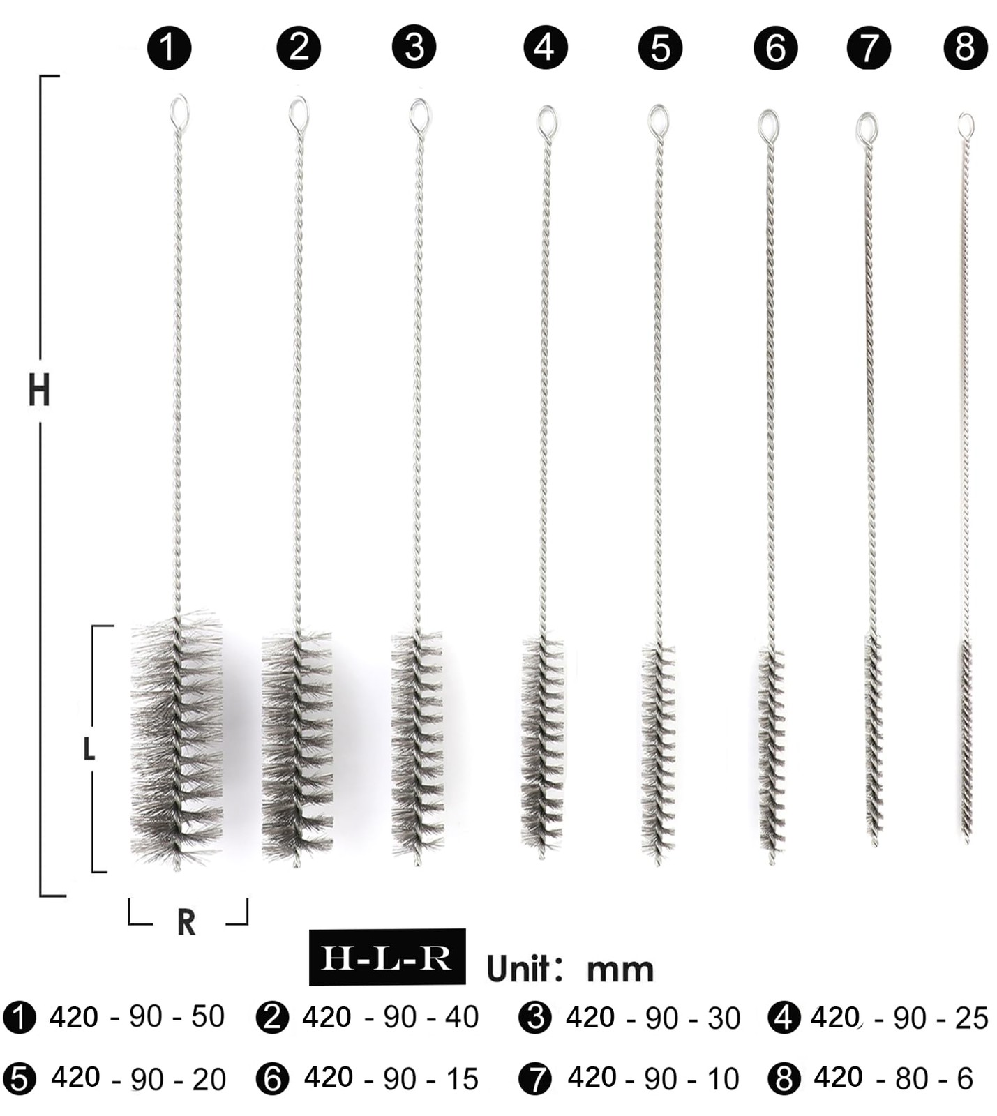 16 1/2 Inch Extra Long Stainless Steel Tube Brushes, Wire Pipe Cleaning Set w…