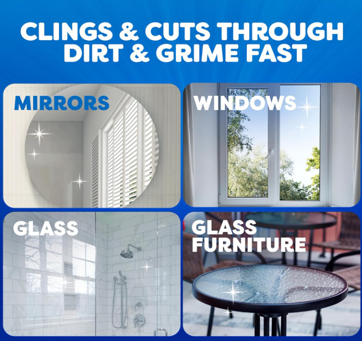 19oz Twin Pack, Foaming Glass Cleaner Spray, No Drip Streak Free Windows Mirrors