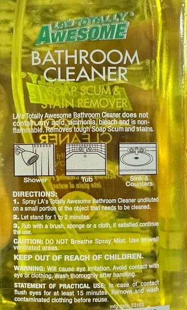 3 Pack – LA’s Totally Awesome Bathroom Cleaner, Soap Scum & Stain Remover 32oz