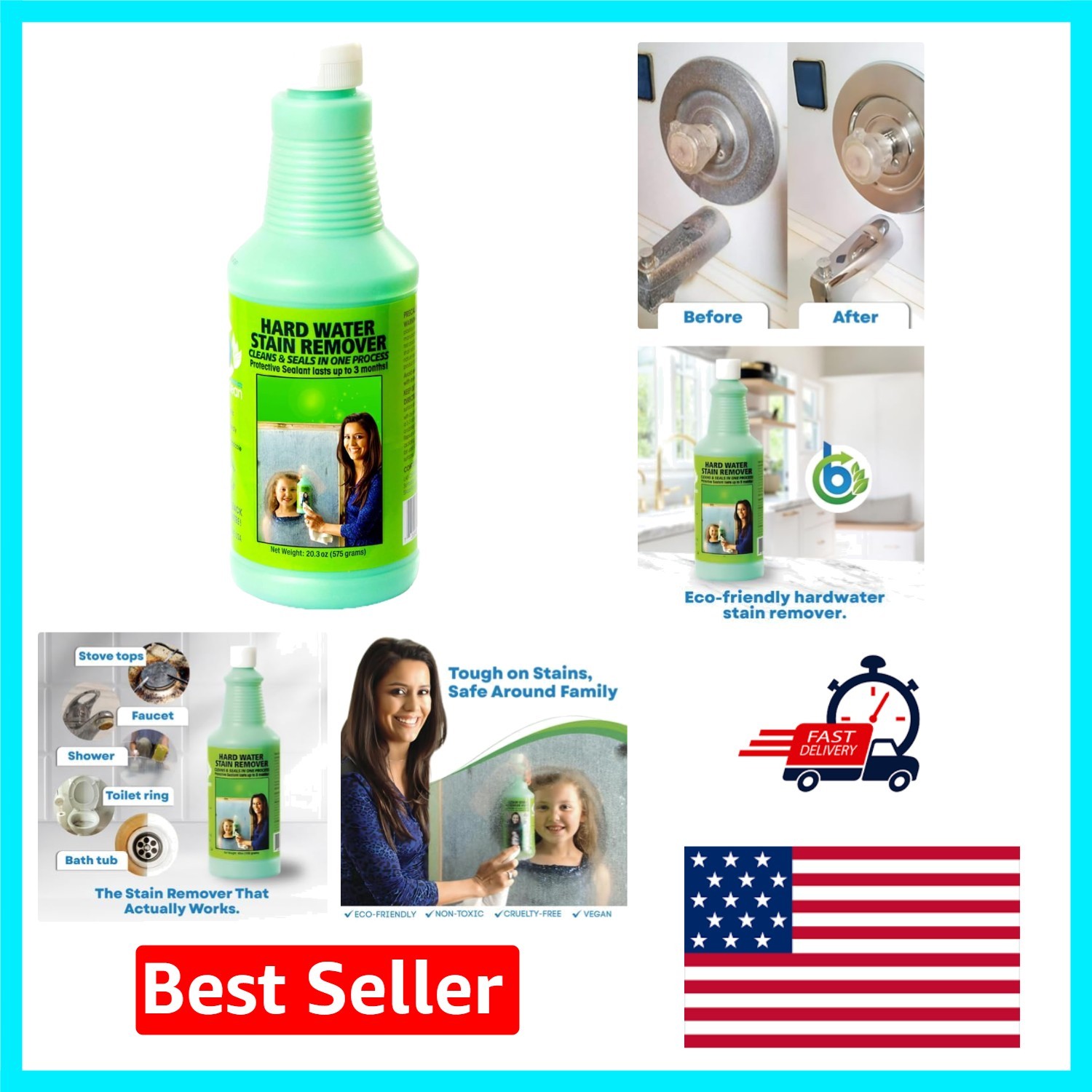 Bioclean Hard Water Stain Remover – 20.3oz Biodegradable Cream for Sparkling …