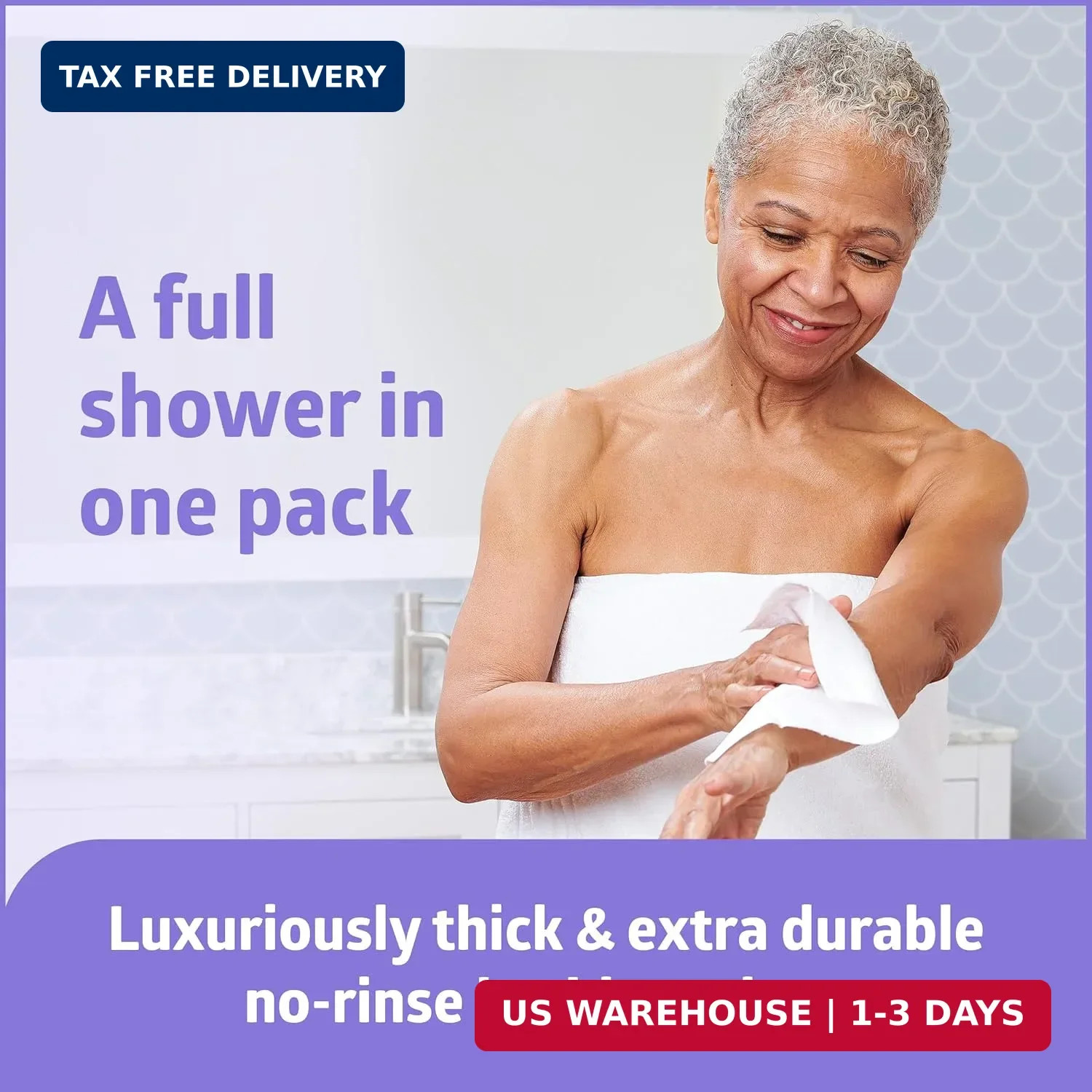 Medline ReadyBath LUXE Extra Thick Adult Bath Wipes, 192 Wipes (8 Wipes, 24 Pack