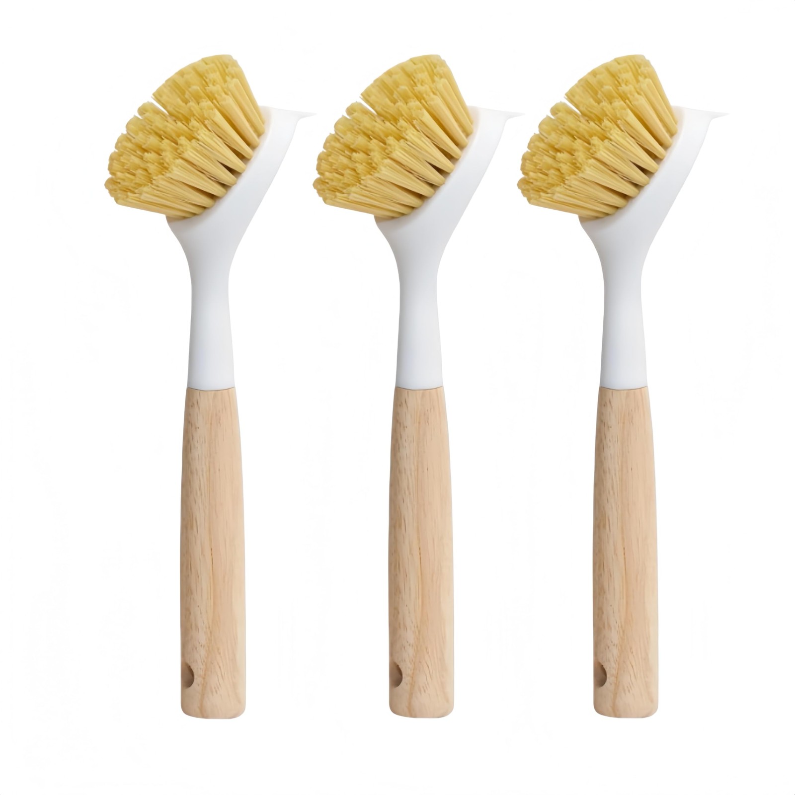3 Pack Dish Brush Set with Bamboo Handle, Kitchen Brushes for Cleaning Pot, Sink