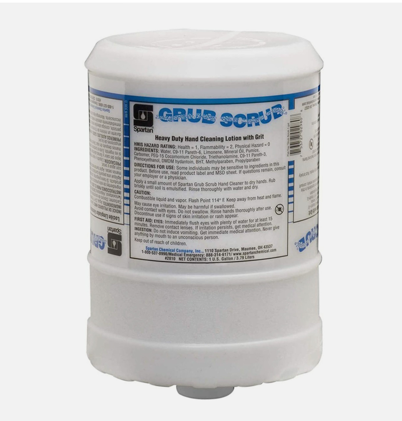 1 Bottle Spartan Grub Scrub Flat Top Hand Wash Citrus 1 Gallon Soap Cleaner