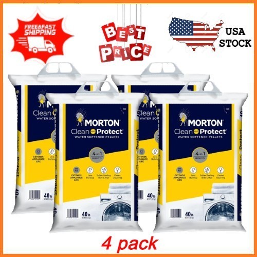 4 pack Morton Clean and Protect Water Softener Salt Pellets, 40 lb FREESHIPPING
