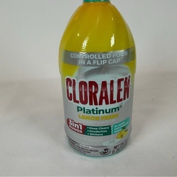 Set 4 Cloralen Platinum Lemon Fresh Bleach Liquid Gel 20.29 fl oz 3-in-1