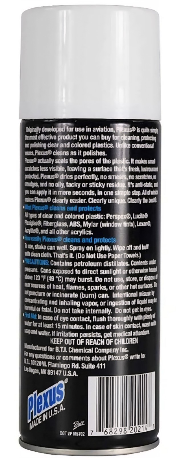 Plexus Clear & Colored Plastic Window Cleaner, 13 oz Can PLX20214