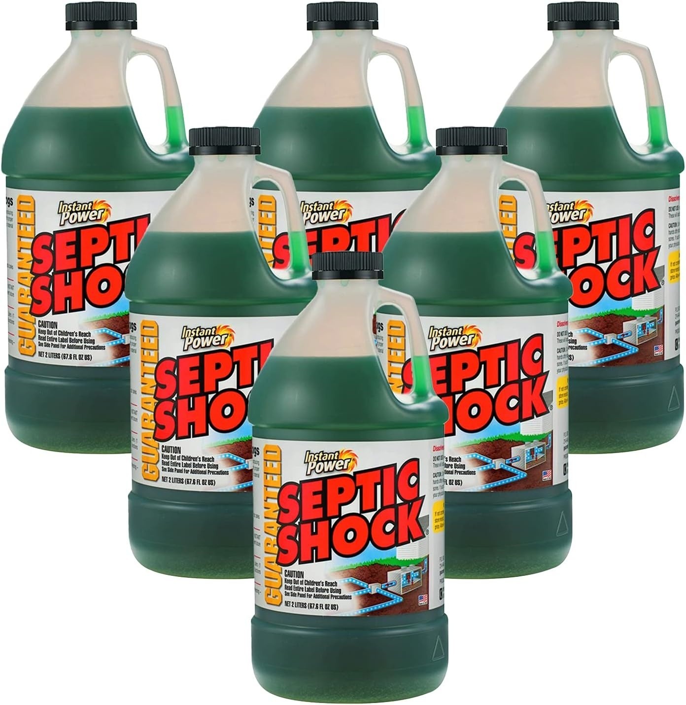 Septic Shock Power – 67.6 Fl Oz Drain Cleaner & Septic Tank Treatment 6 Pack