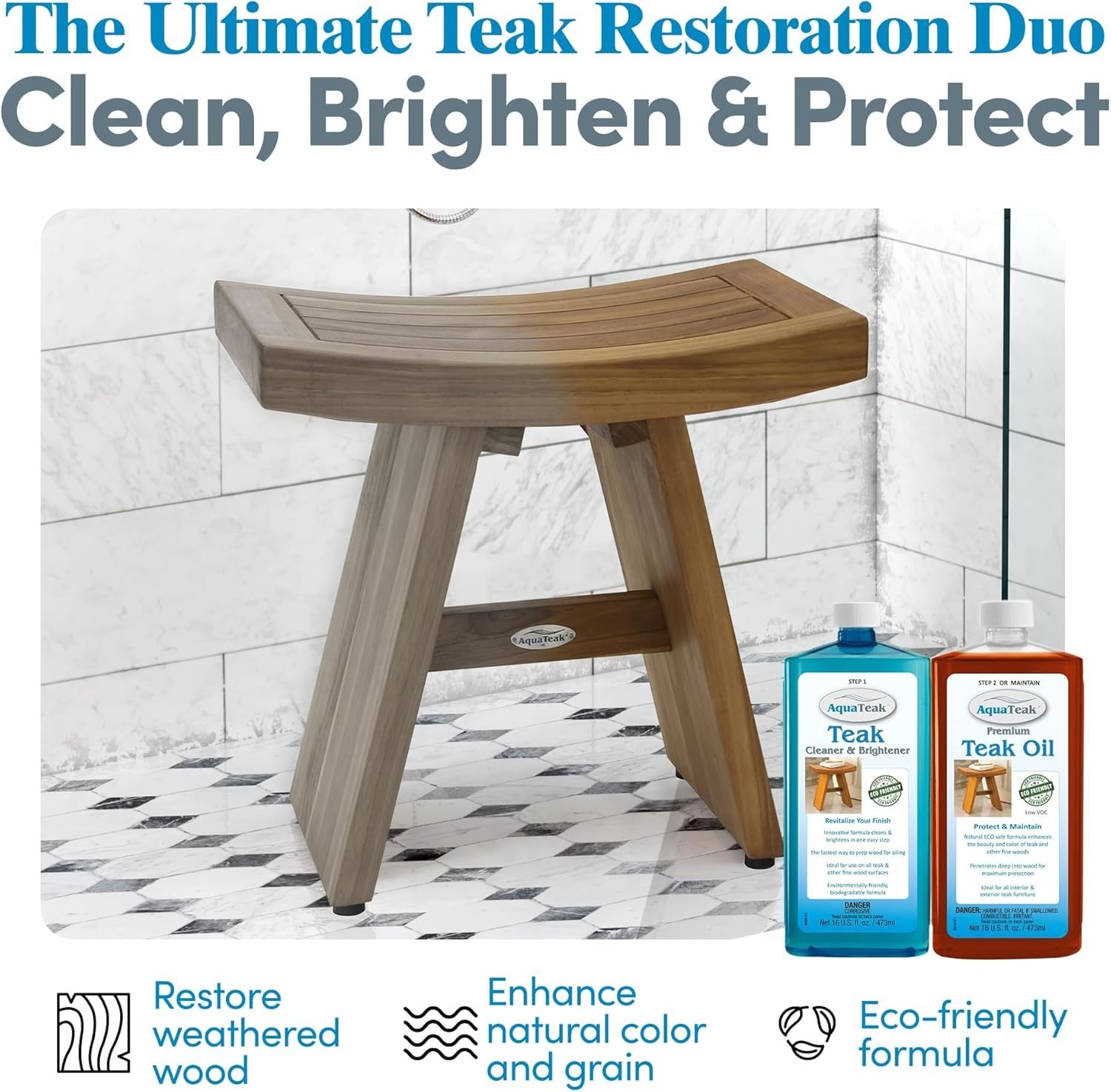 Wood Restoration Duo – 6oz Teak Cleaner and Oil for Stunning Furniture Revamp