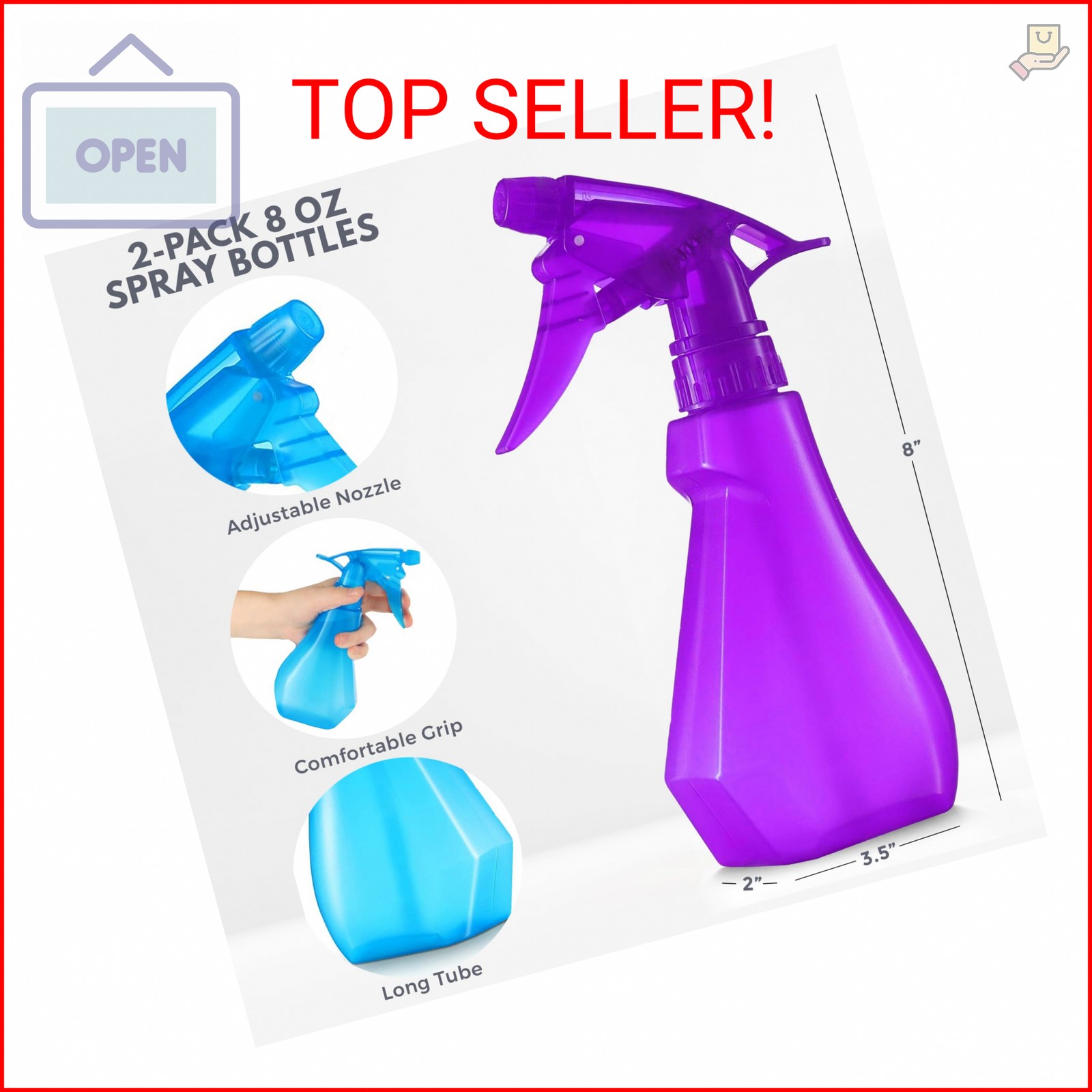 DilaBee 8oz 2-Pack Empty Spray Bottles for Cleaning Heavy Duty, Small Spray Bott