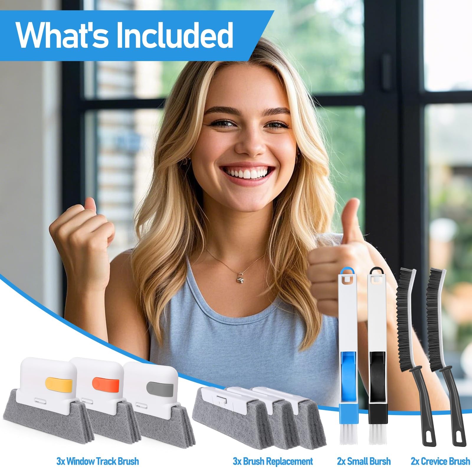 Window Track Cleaner Set, Window Groove Cleaning Brush Tools, 7 Pieces