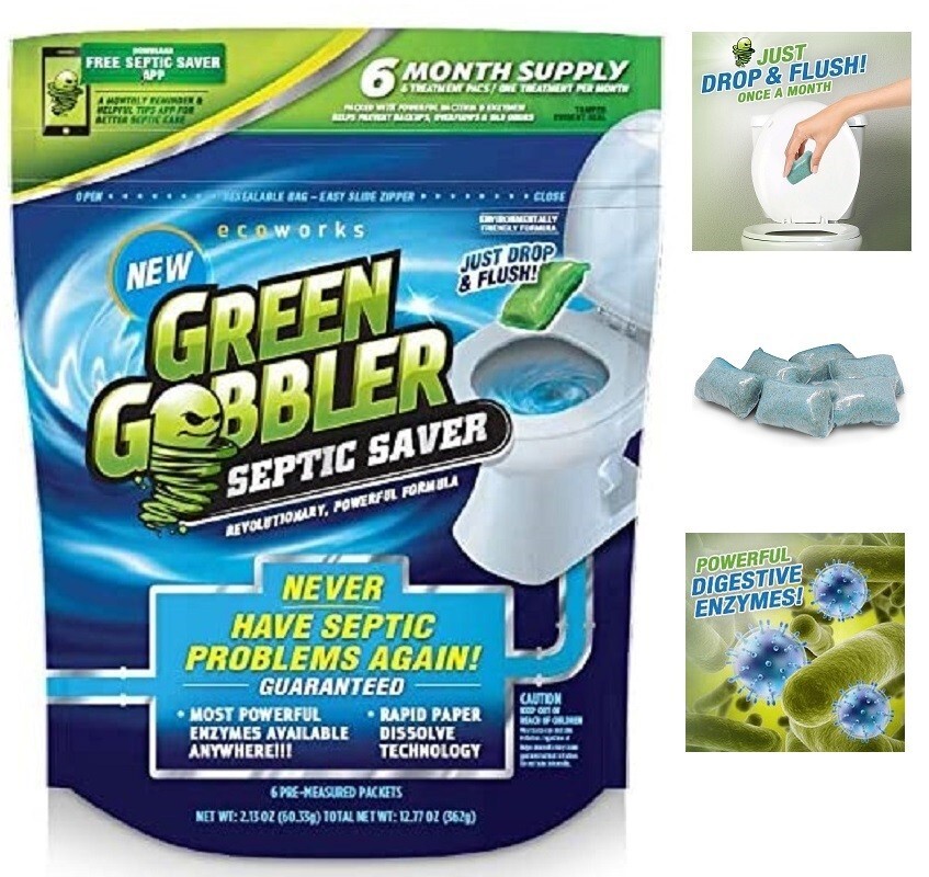 Green Gobbler SEPTIC SAVER Treatment Digestive Enzyme Septic Tank 6 Month Supply