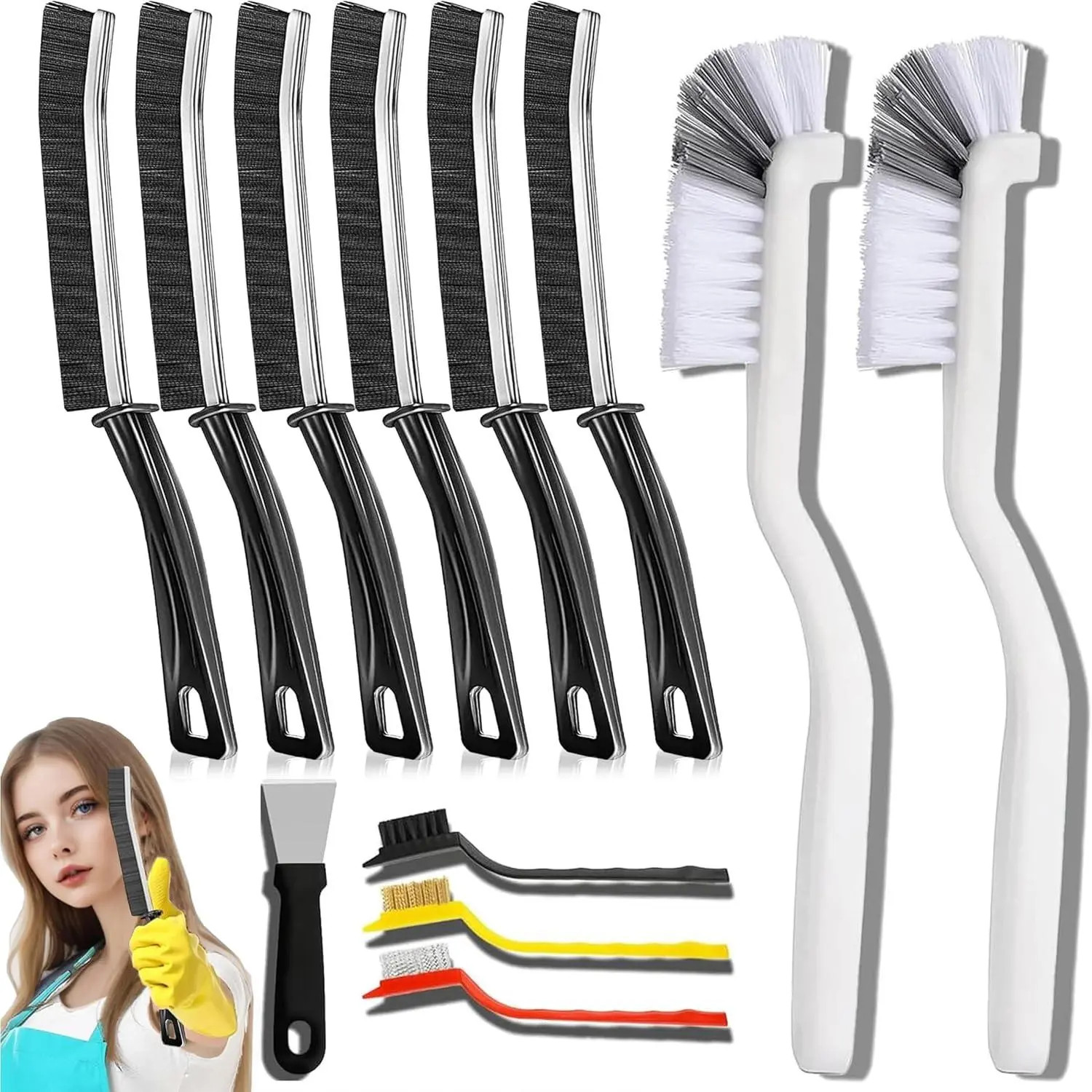 6 Pcs Hard-bristled Crevice Cleaning Brush, Multifunctional Thin Gap Scrub Brush