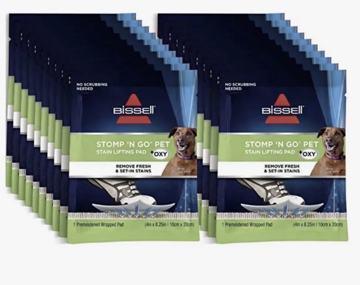 Bissel Stomp ‘N Go Pet Lifting Pads + Oxy Stain Carpet Rug Cleaning, 20 Pack