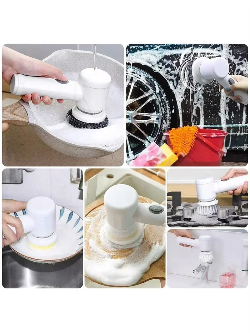 Electric Spin Scrubber 5 in 1 Electric Cleaning Brush Bathroom Cleaning Brush wi