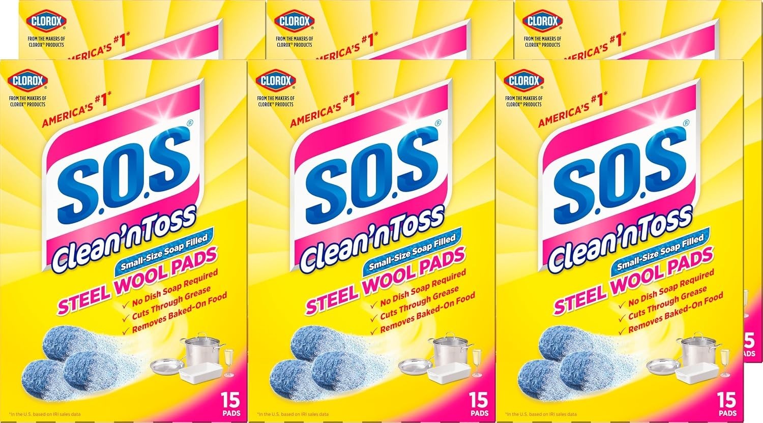 Convenient Steel Wool Soap Pads, 6 Packs