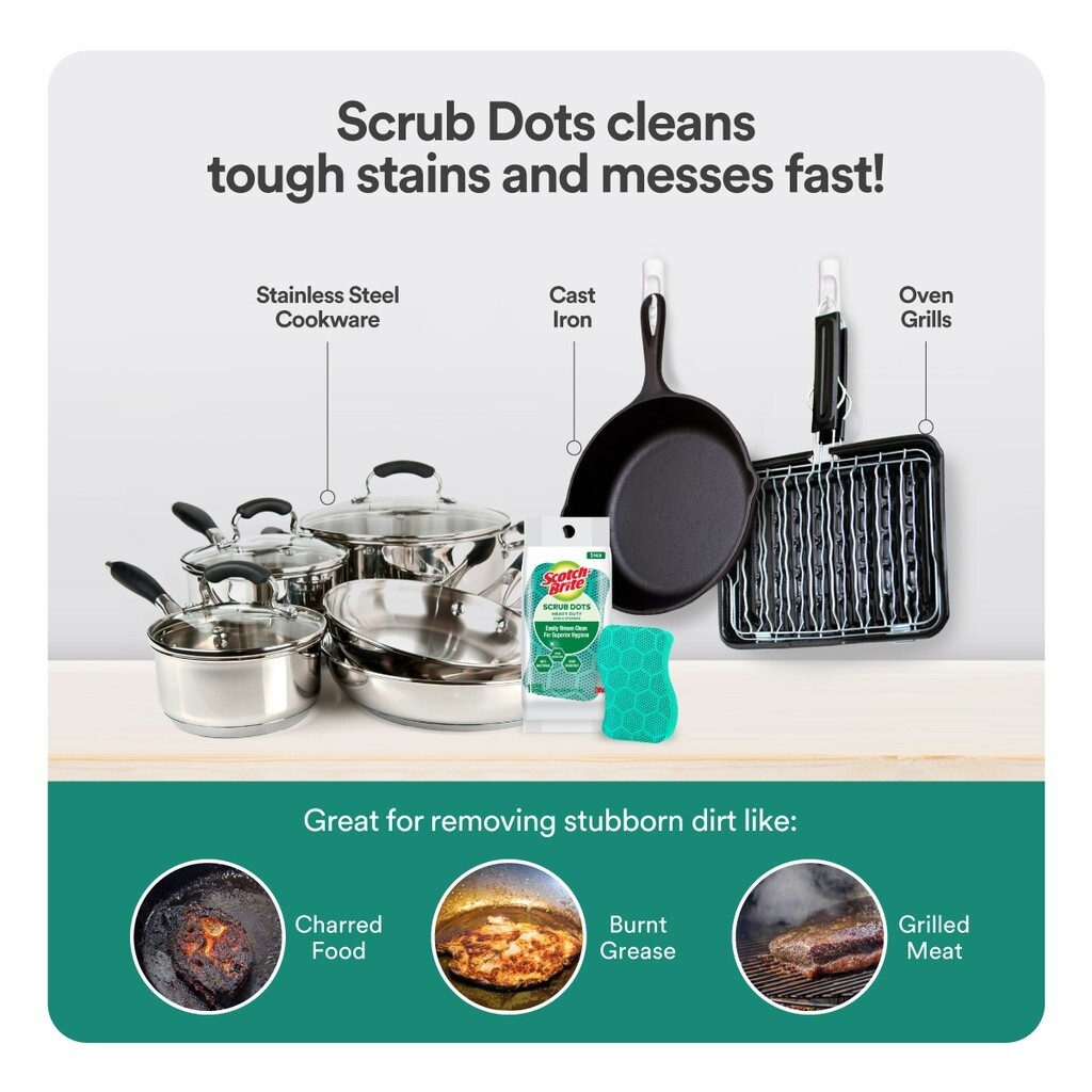 Twin pack x2 ➡️ 🆕3M Scotch Brite Scrub Dots Heavy Duty Scrub Sponge ~ 🇲🇾