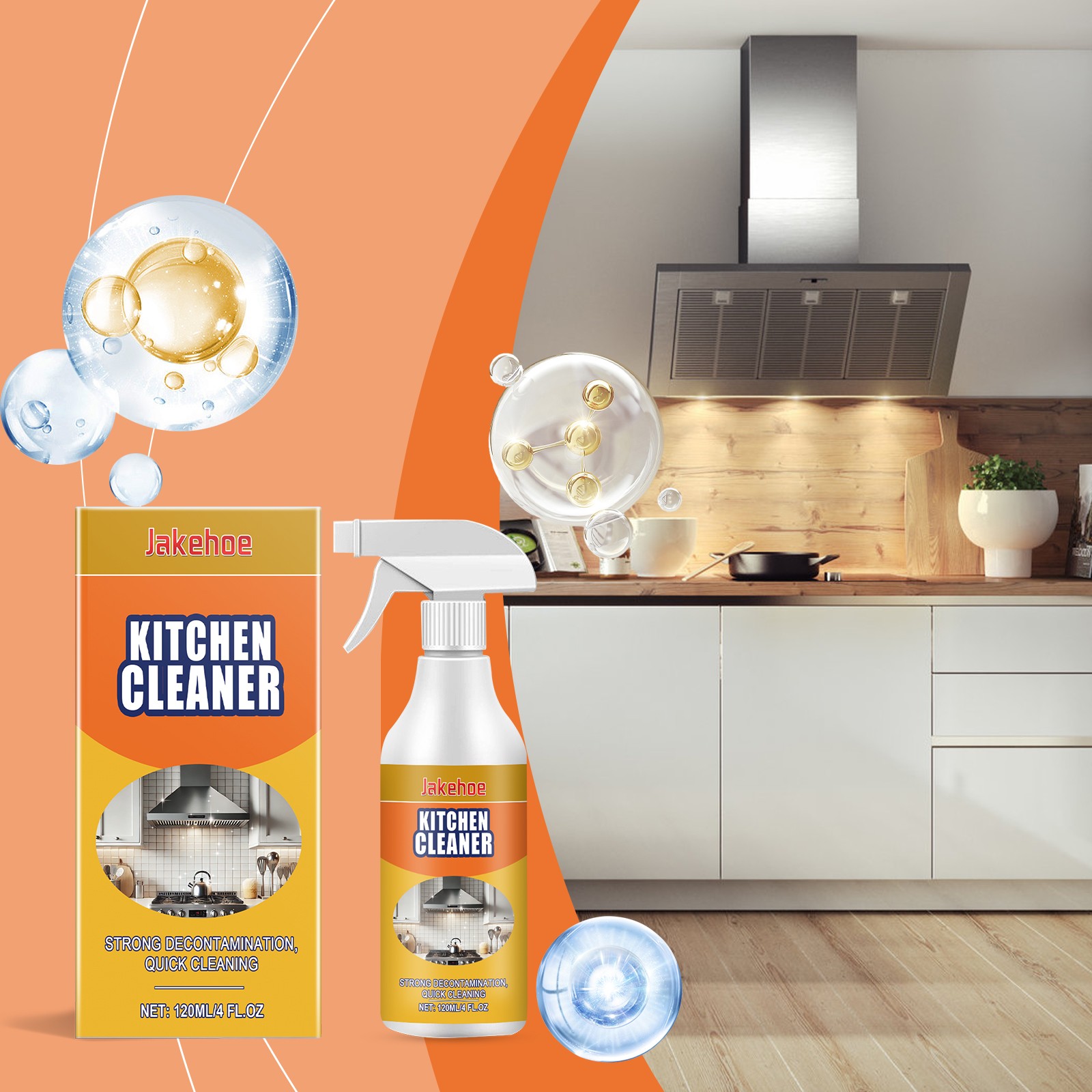 Heavy Duty Kitchen Degreaser for Stovetop and Range Hood Greasy Surfaces