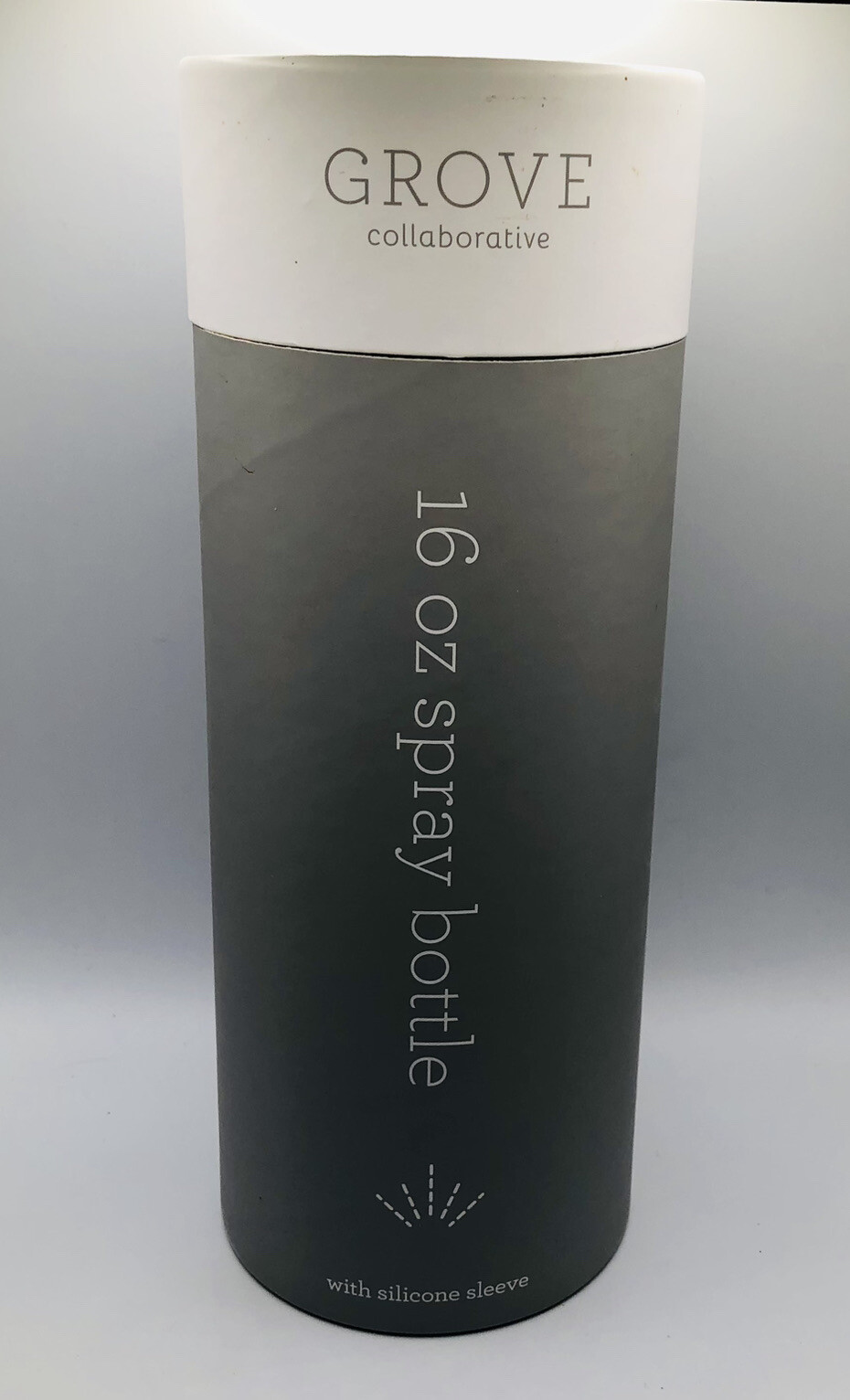 Grove Collaborative 16 oz Glass Spray Bottle With Silicone Light Gray Sleeve New