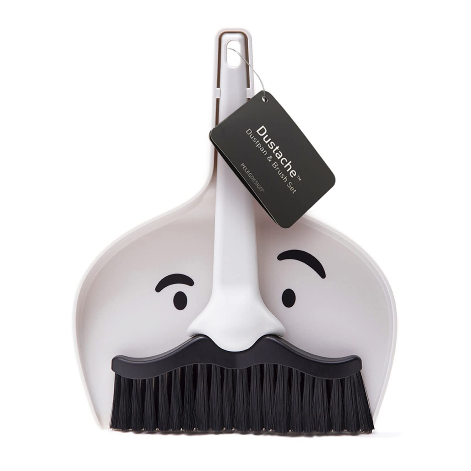 Mini Mustache Dustpan and Brush Set – Small Broom for Home & Travel Cleanup