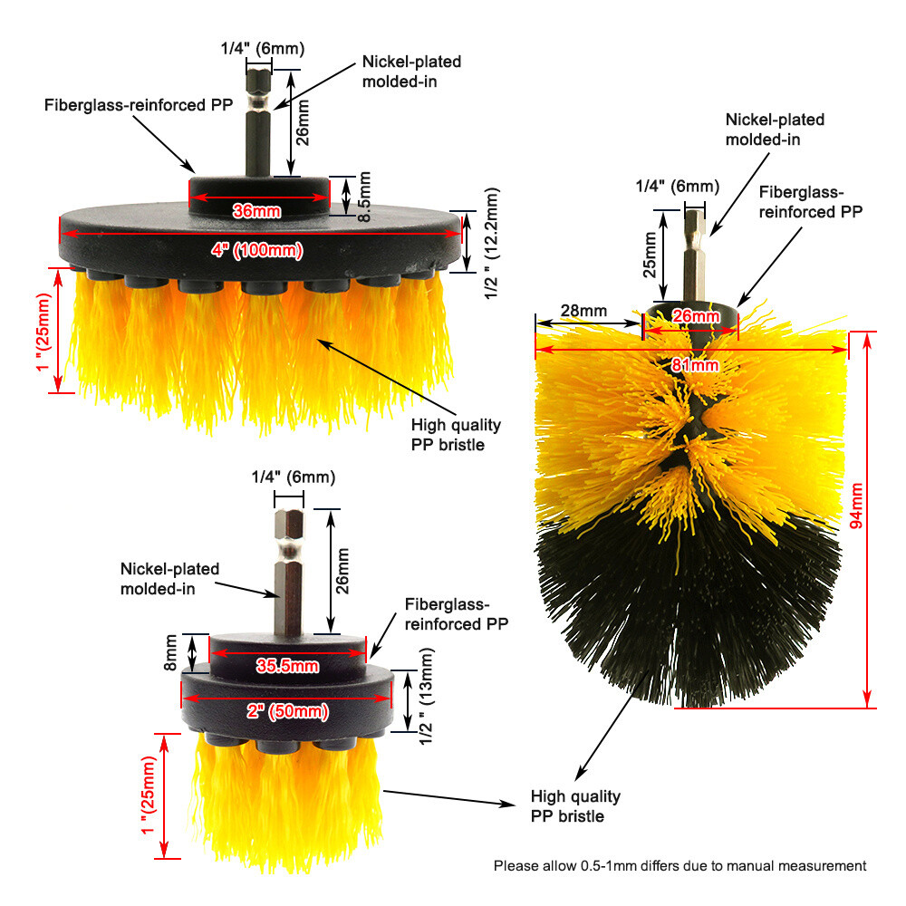 25 Pack Drill Brush Set Attachments Power Cleaning Scrubber Brush Car And Home