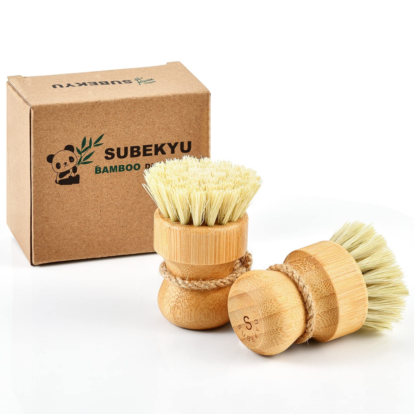Bamboo Dish Scrub Brushes For Kitchen Wooden Cleaning Scrubbers Set For Washing