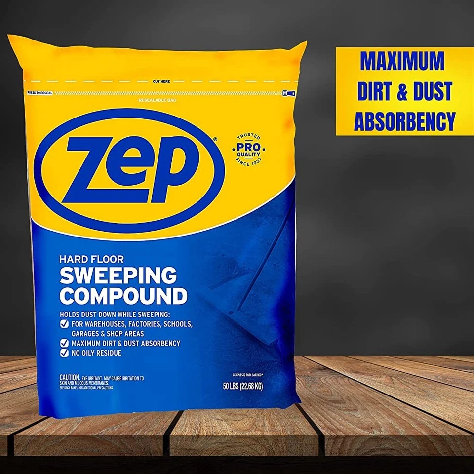 ZEP 50lbs Hard Floor Sweeping Compound Max Dirt & Dust Absorbency No Oil Residue
