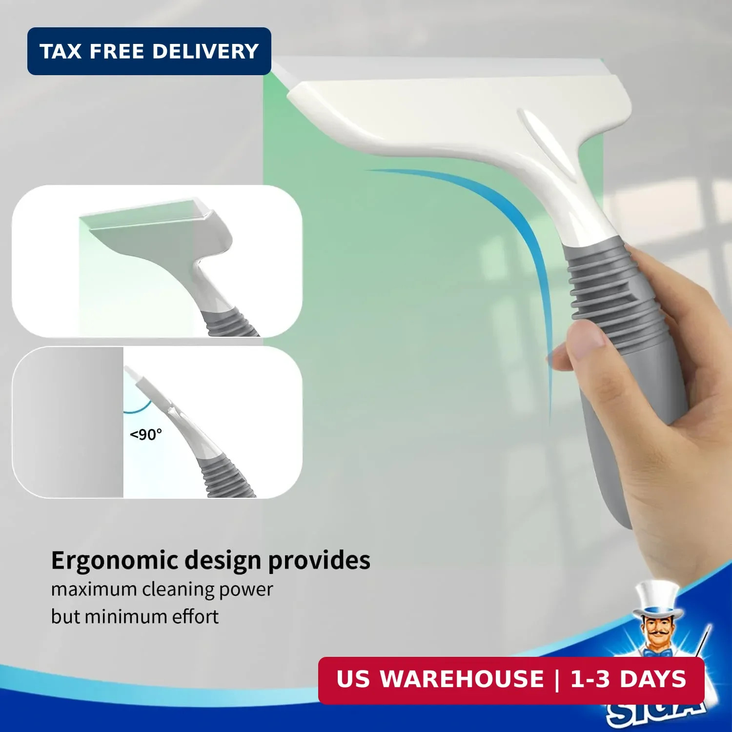 MR.SIGA Multi-Purpose Silicon Squeegee for Window, Glass, Shower Door, Car Winds