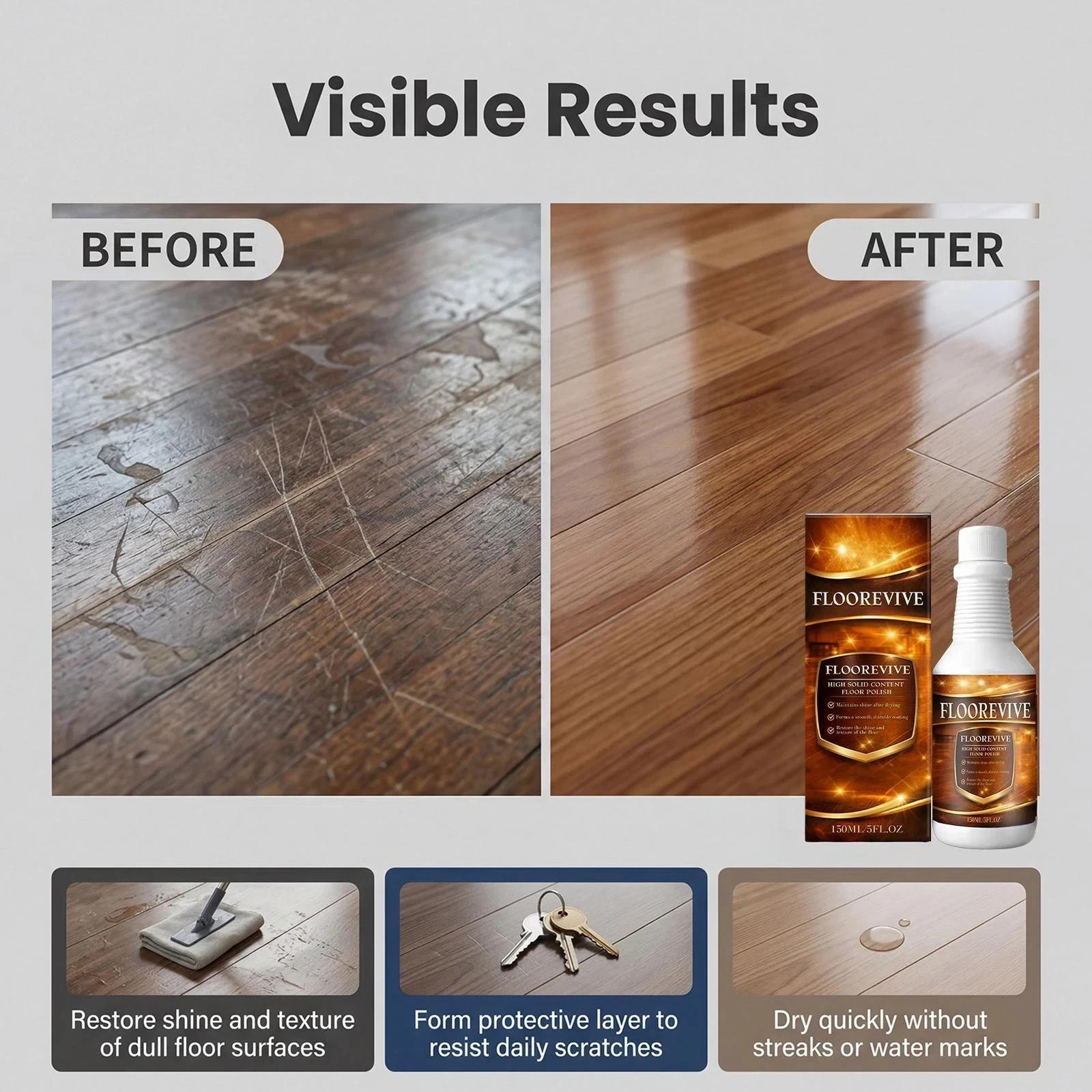 Floorevive Wood Floor Restorer & Polish – Revitalize & Shine (150ml)
