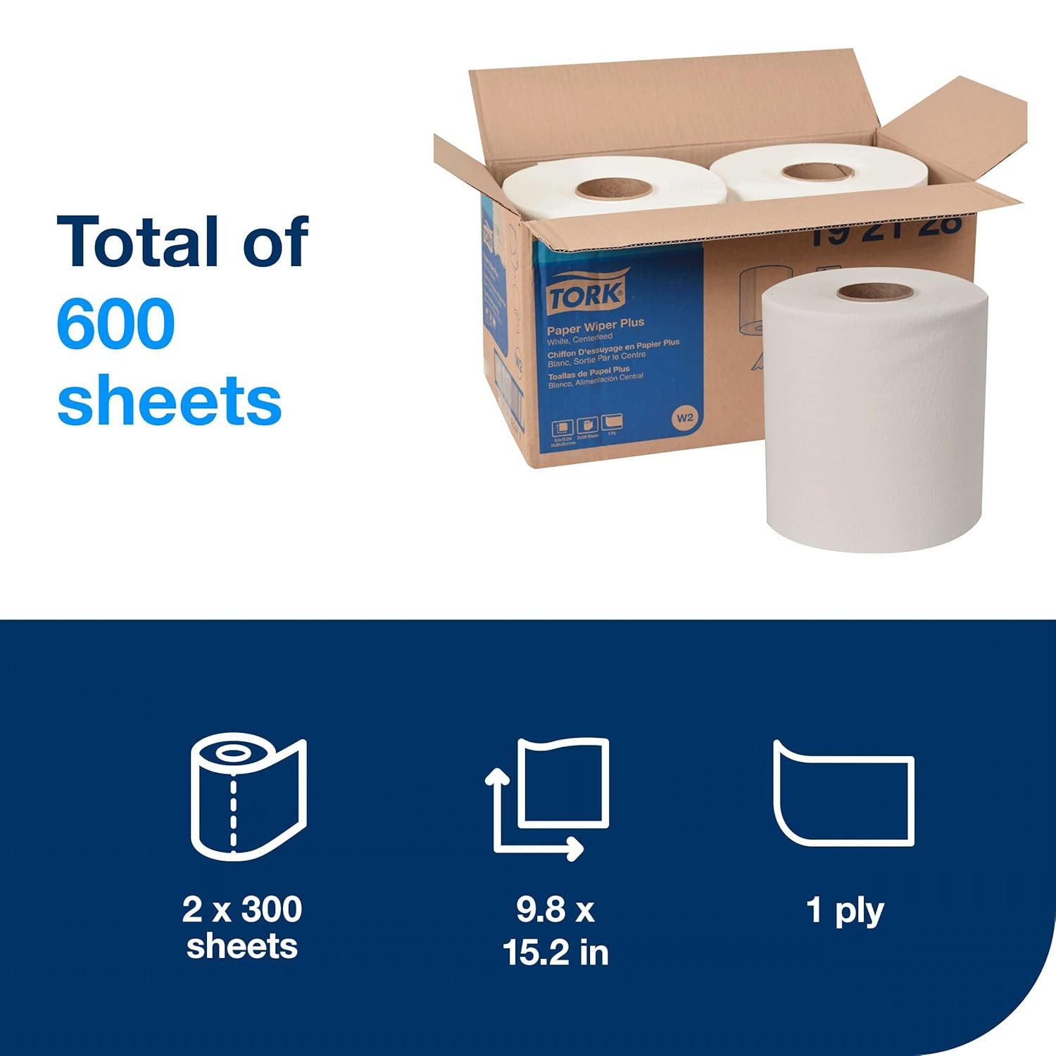 Paper Wiper plus White W2, 2 X 300 Sheets, 192128
