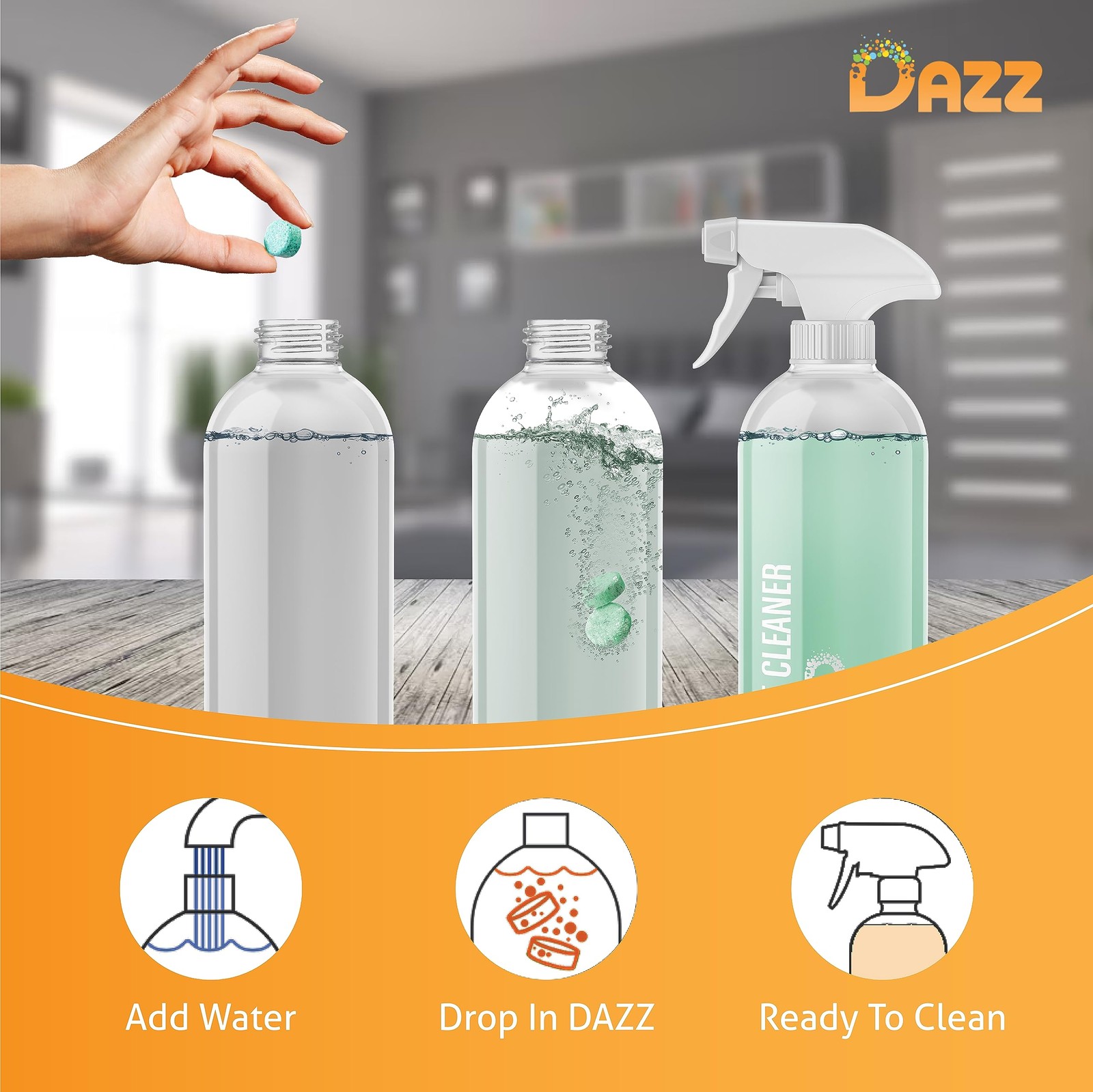 Whole House Starter Kit (3 Reusable Spray Bottles, 6 Refills) Natural All Pur…