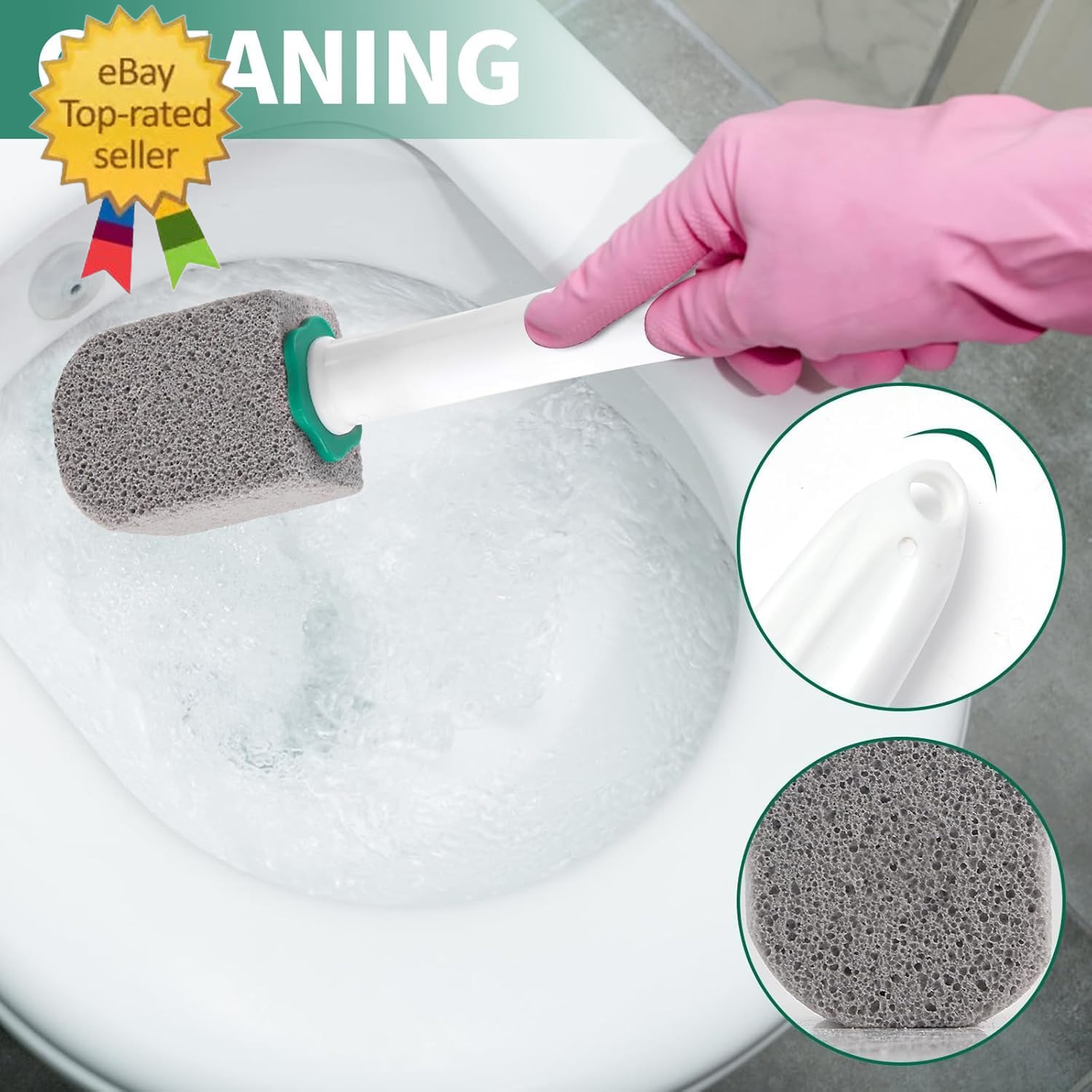 Pumice Stone Toilet Cleaner with Long Handle,Pumice Toilet Scrubber Toilet Bowl