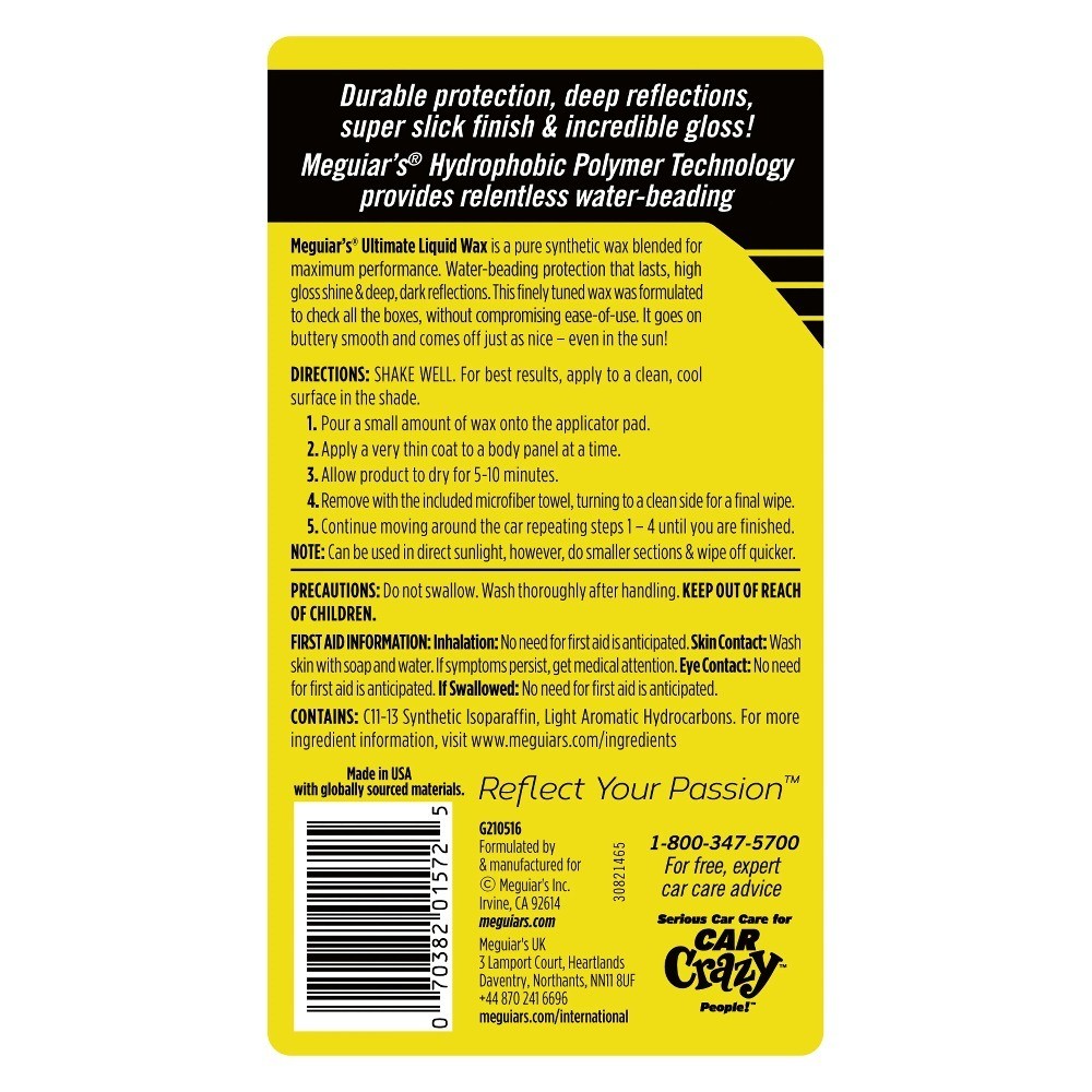 Easy to Use Synthetic Liquid Car Wax – Long Lasting High Gloss Protection – 16