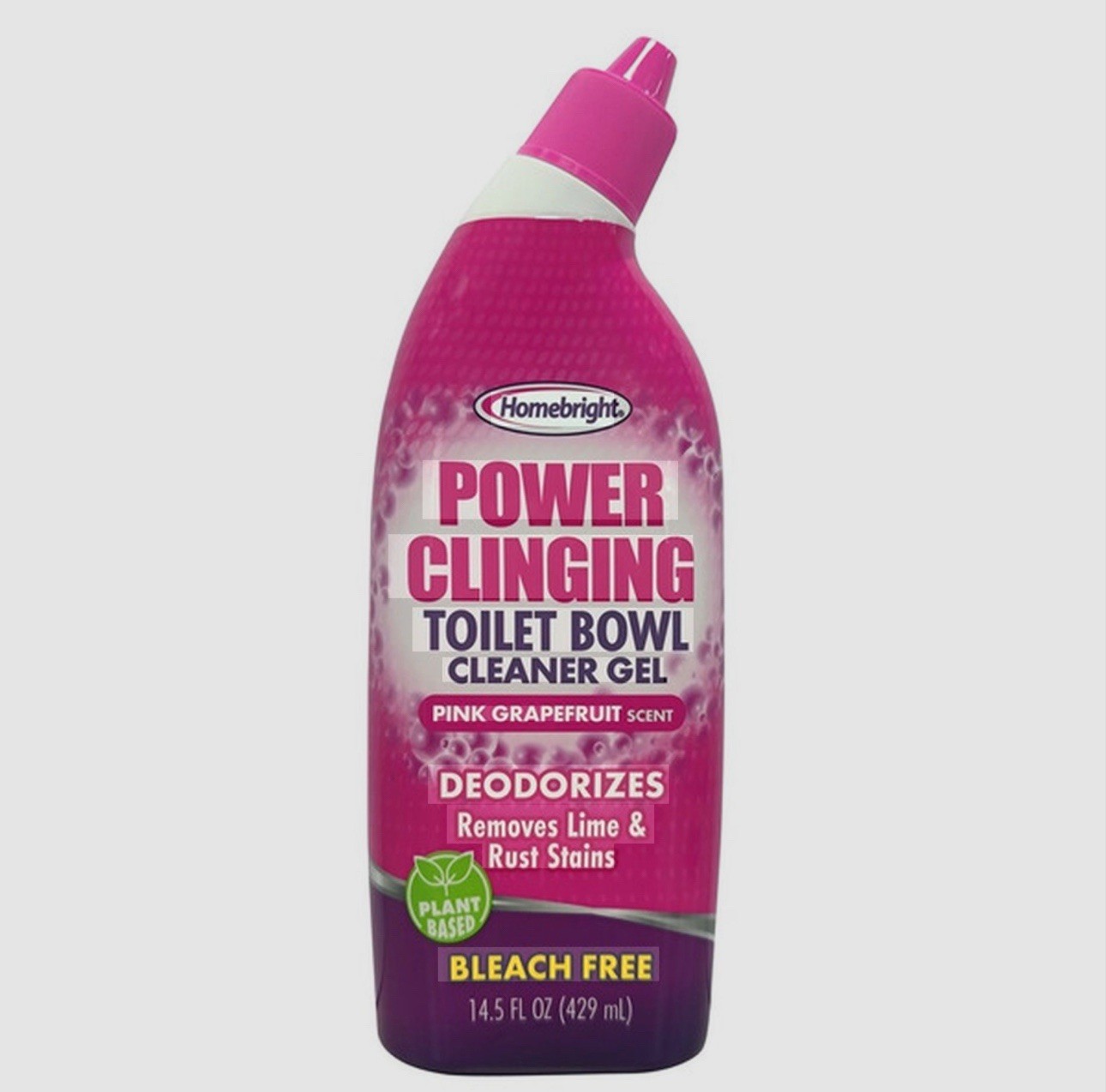 Homebright Power Clinging Toilet Bowl Cleaner Gel Pink Grapefruit 14.5 fl oz