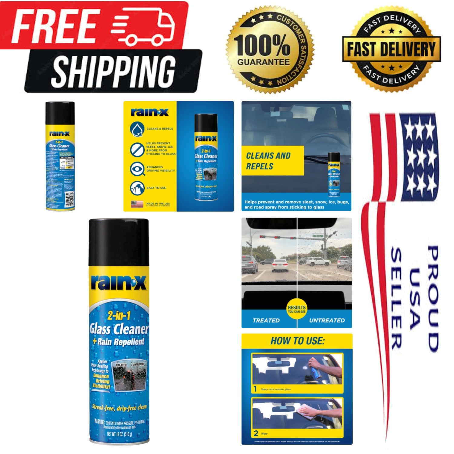 Experience Streak-Free Clarity with Rain-X 2-in-1 Glass Cleaner & Rain Repellent