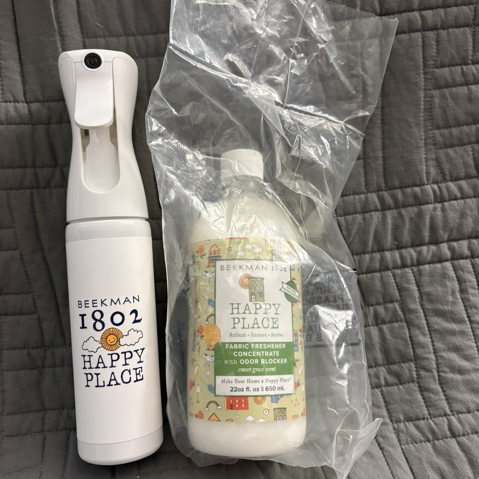 Beekman Happy Place Fabric Freshener Concentrate w/ Odor Blocker Set Sweet Grass