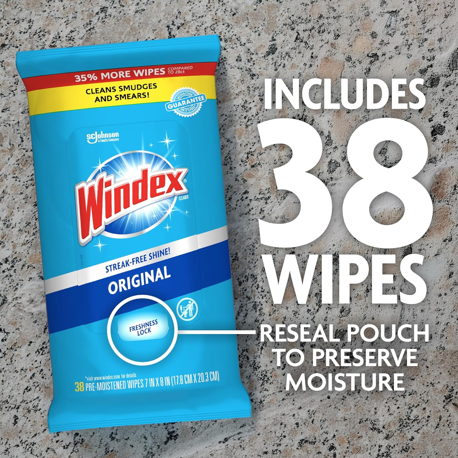 Glass Cleaning Wipes Pre-Moistened Surface Wipes Original Scent 6 Pack