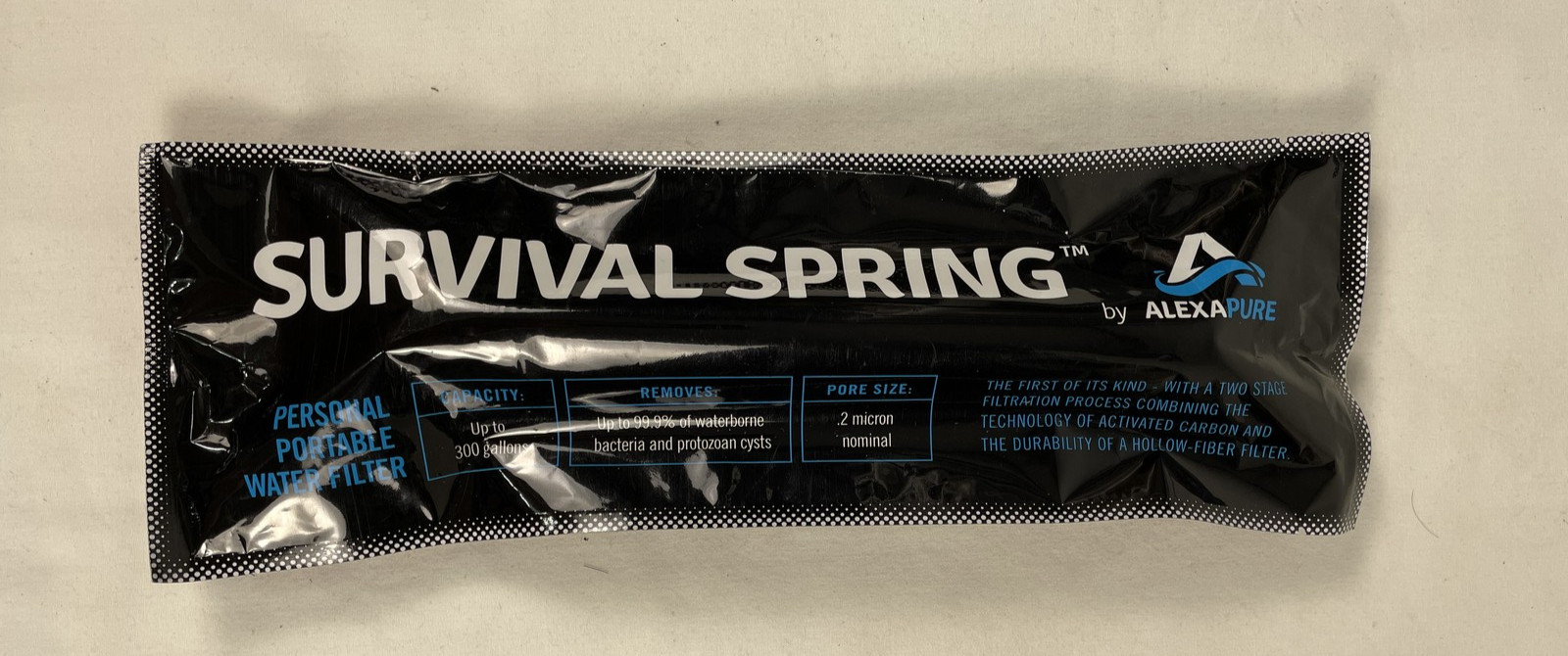 Alexapure Survival Spring Personal Portable Water Filter 300 Gallon Capacity