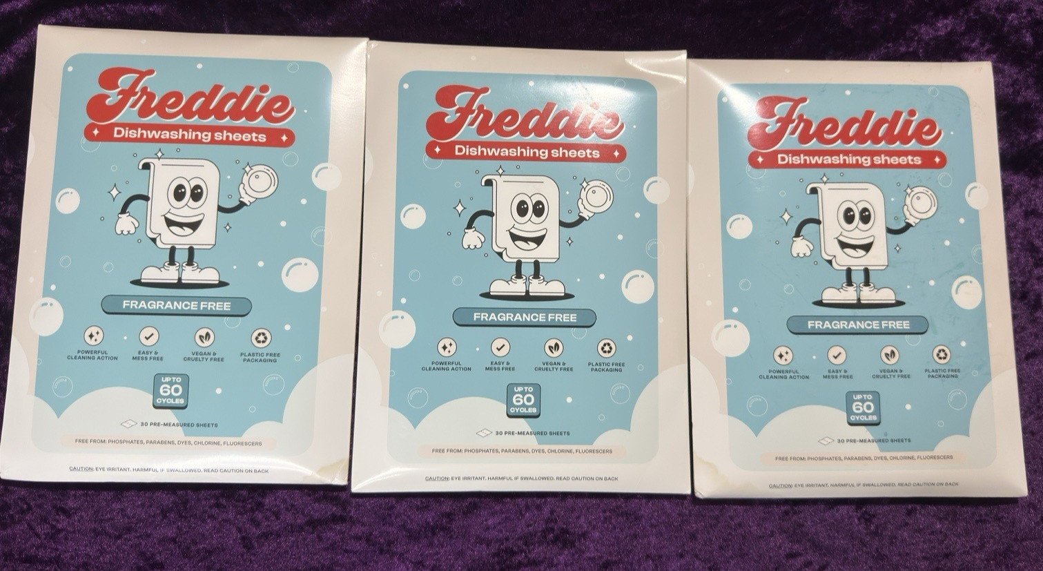 Freddie Dishwashing Sheets Lot Of 3 Packs Total 90 Sheets/ 180 Cycles
