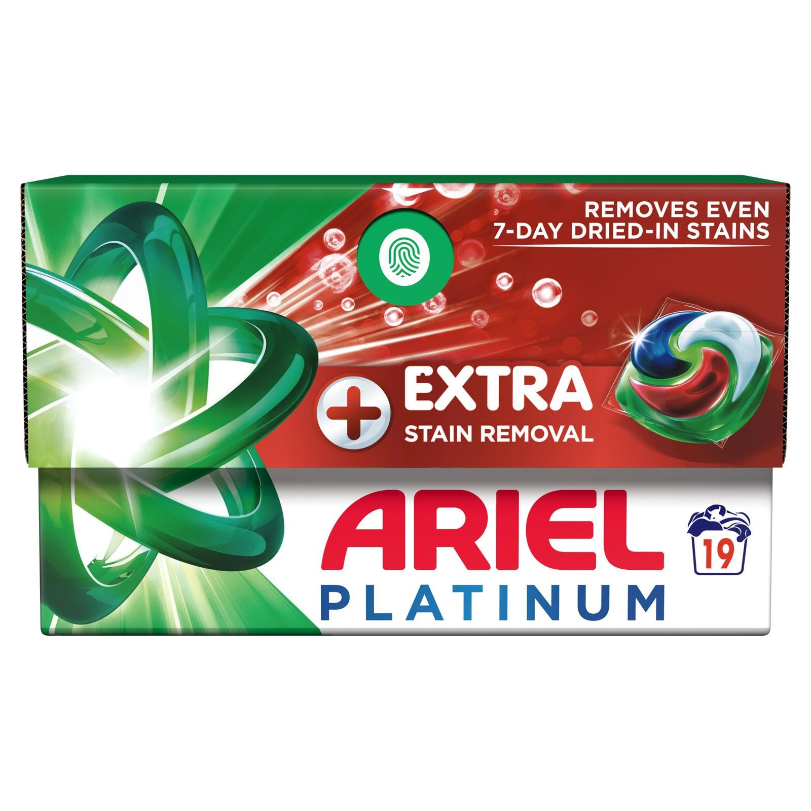 Ariel Platinum Laundry Pods with Extra Stain Removal – 19 Pods, Fast Dissolving