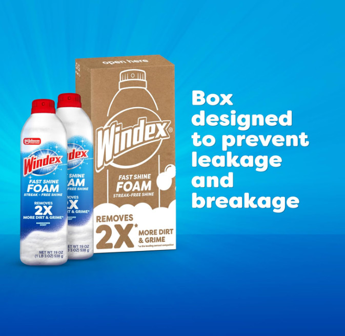 19oz Twin Pack, Foaming Glass Cleaner Spray, No Drip Streak Free Windows Mirrors