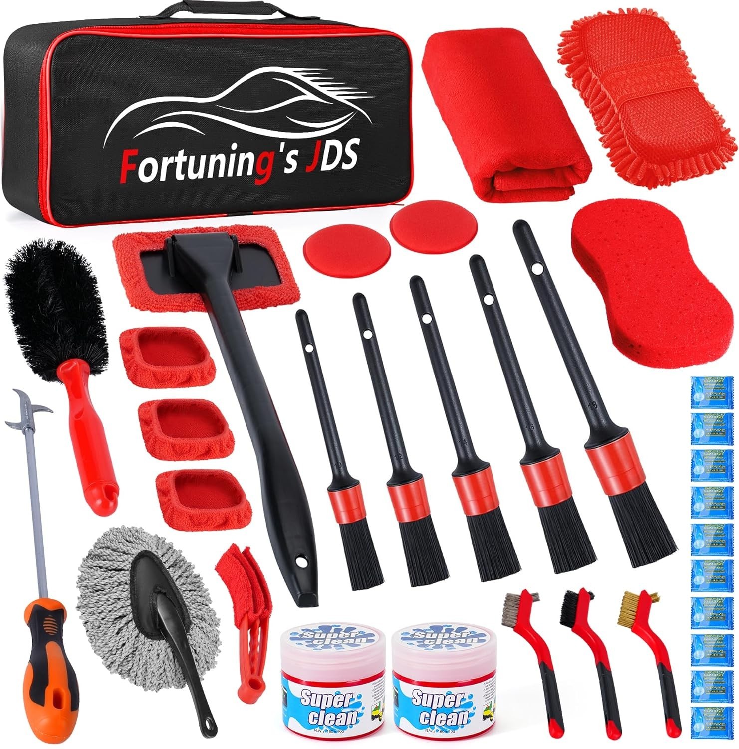 Set De Cepillos Para Detallado De Autos Kit De Detallado Autos De Limpieza 34 Pz