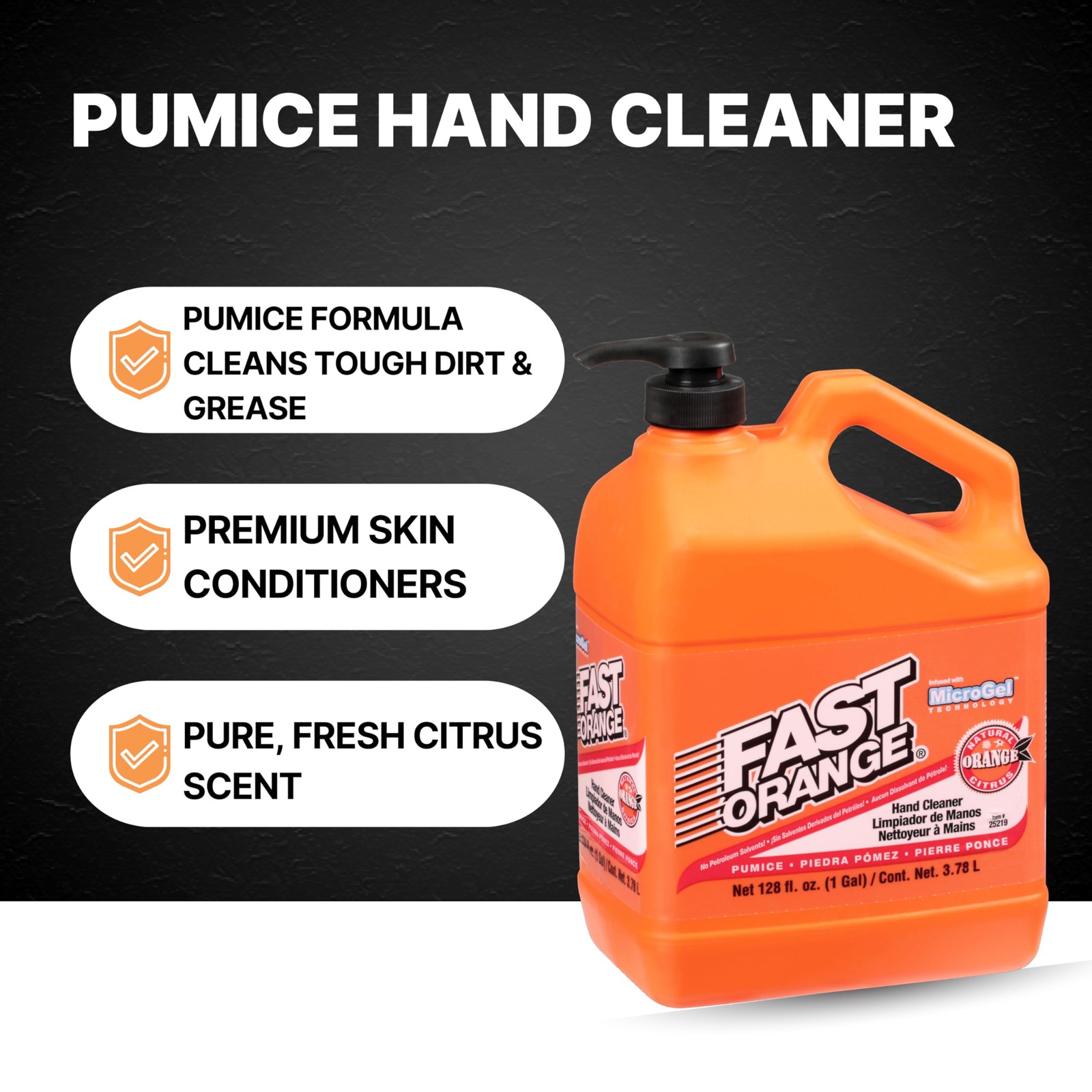 25219 Pumice Lotion, Heavy Duty Hand Cleaner, Natural Citrus Scent, Waterless…