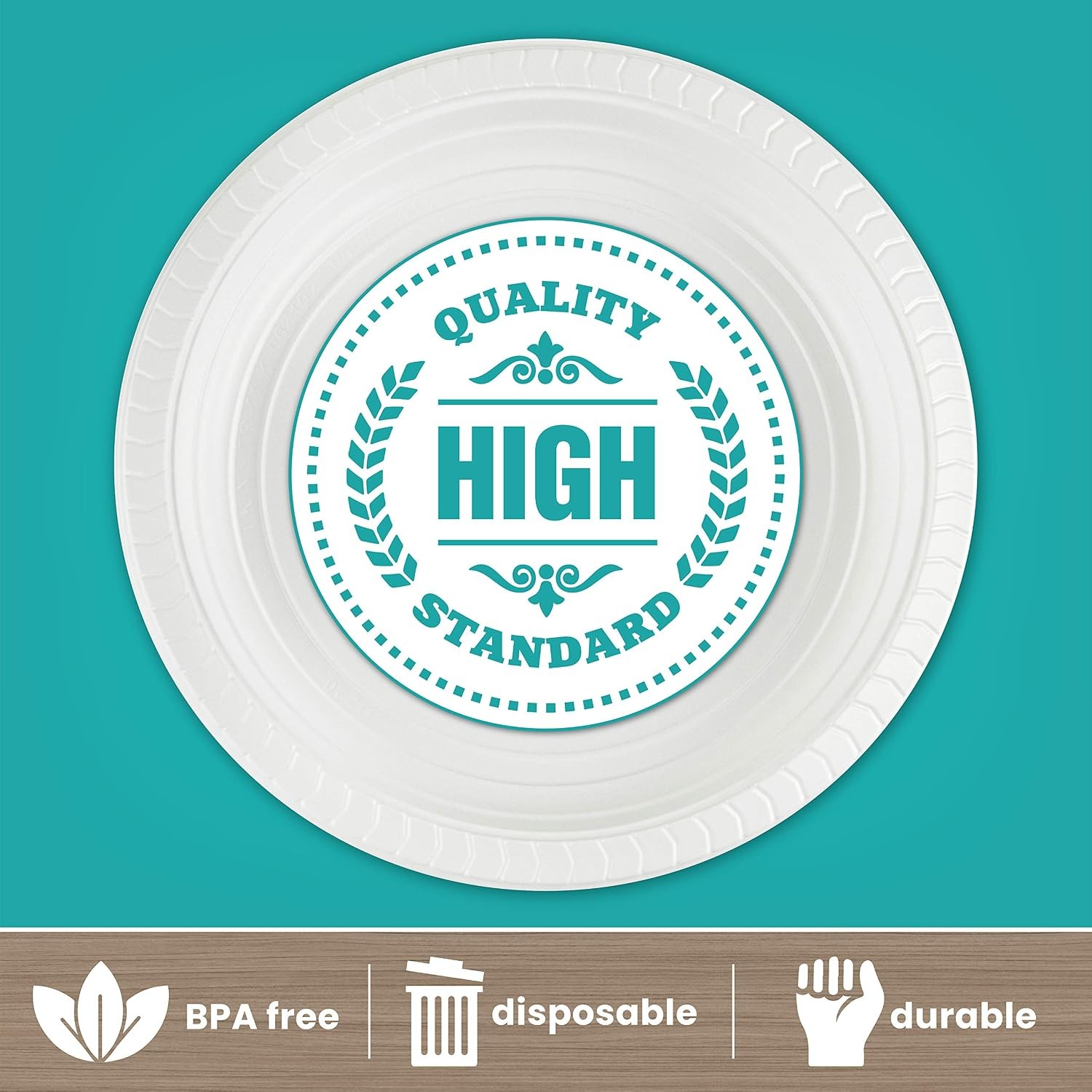 Plasticpro 9 inch Round Plastic Plates Microwaveable, Disposable, White, Dinne