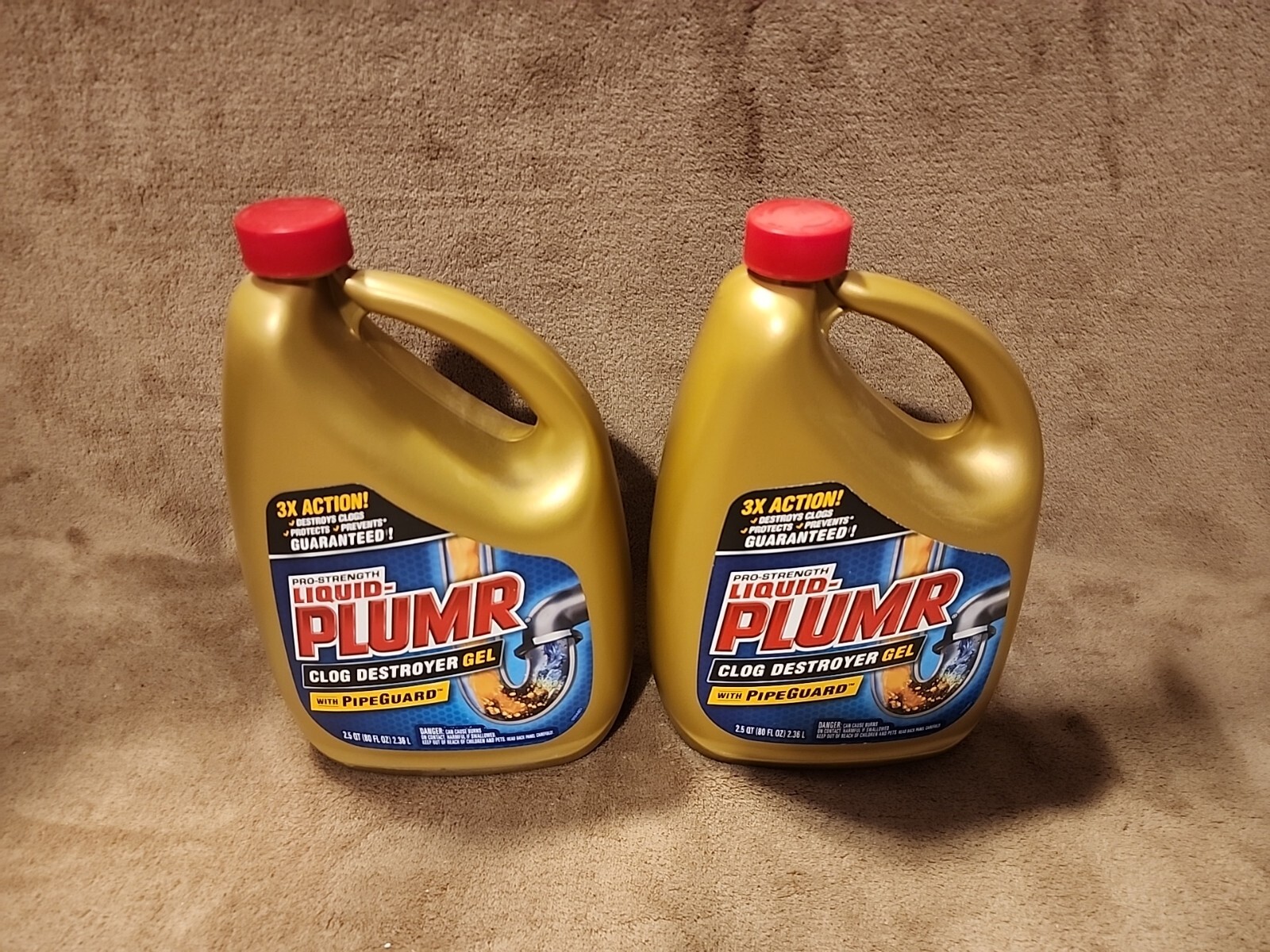 Lot of 2: Liquid PLUMR Pro Strength CLOG DESTROYER GEL Plus Pipe Guard 80 oz ea