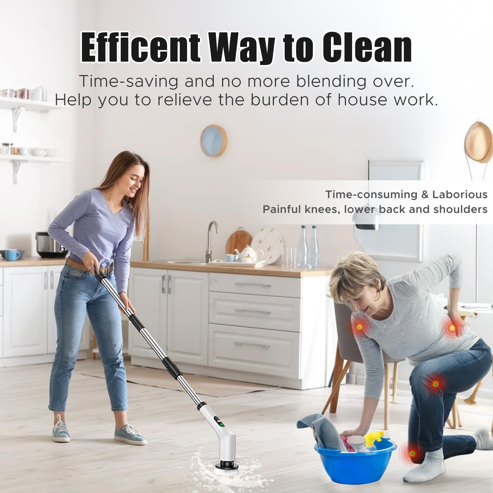 Electric Spin Scrubber, Bathroom Scrubber, Cordless Shower Cleaner Brush, 9 R…
