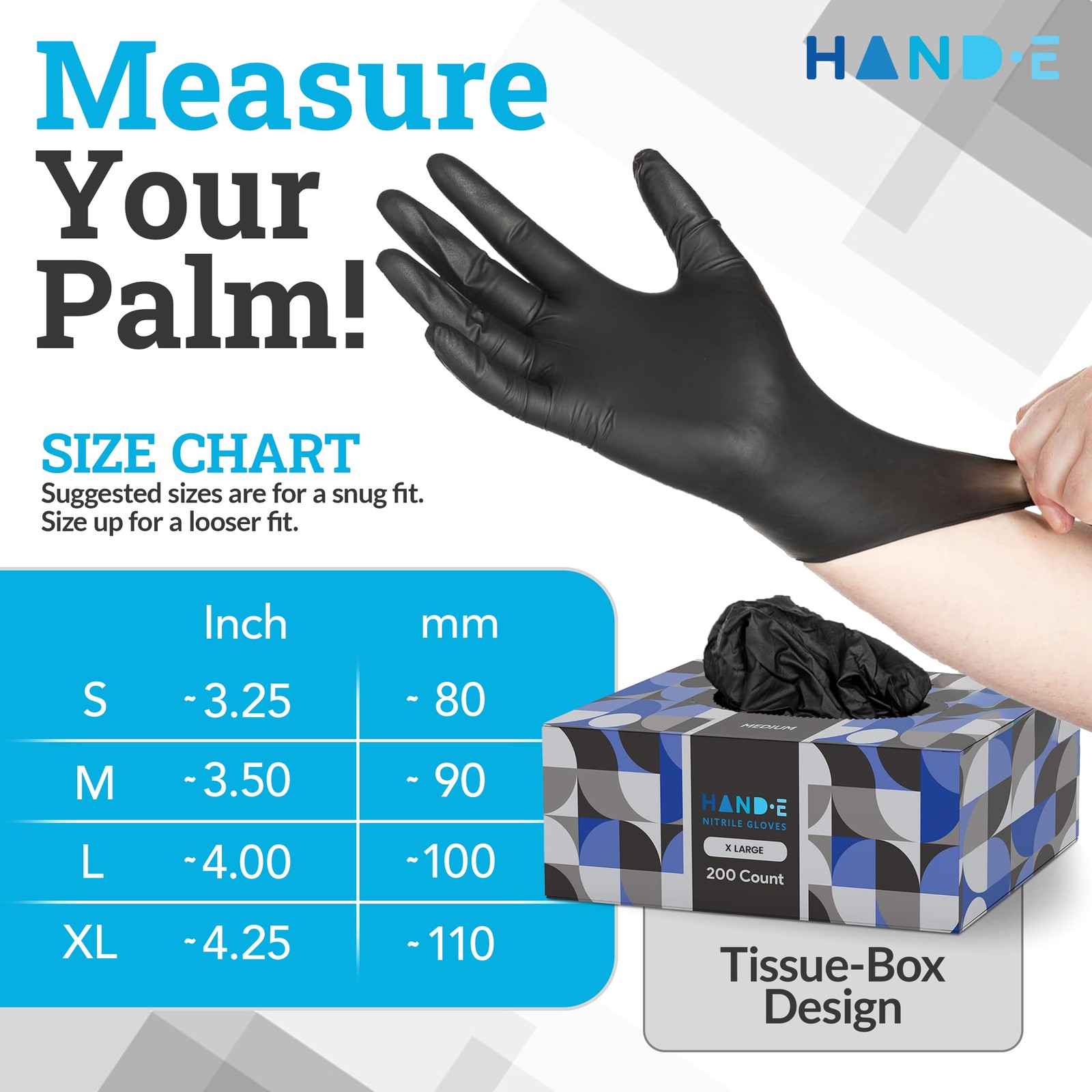 Hand-E Touch Black Nitrile Disposable Latex Free X-Large (Pack of 200),