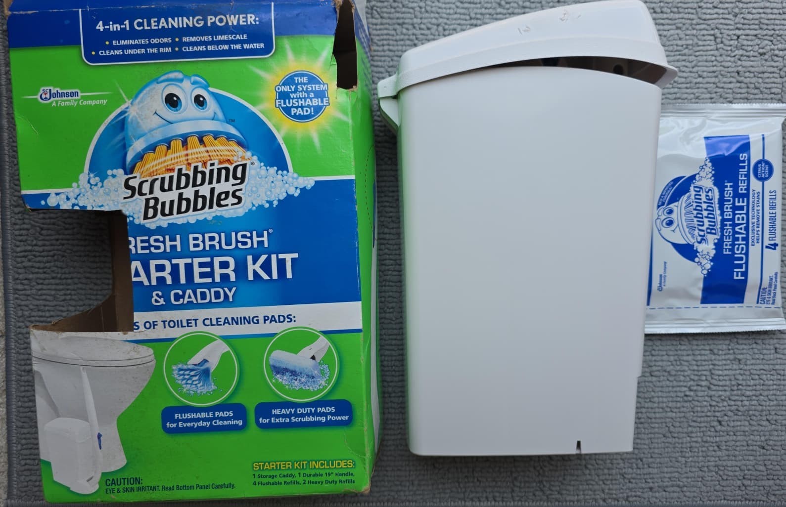 Scrubbing Bubbles Fresh Brush Starter Kit Caddy 2 Types Cleaning Pad DENTED BOX