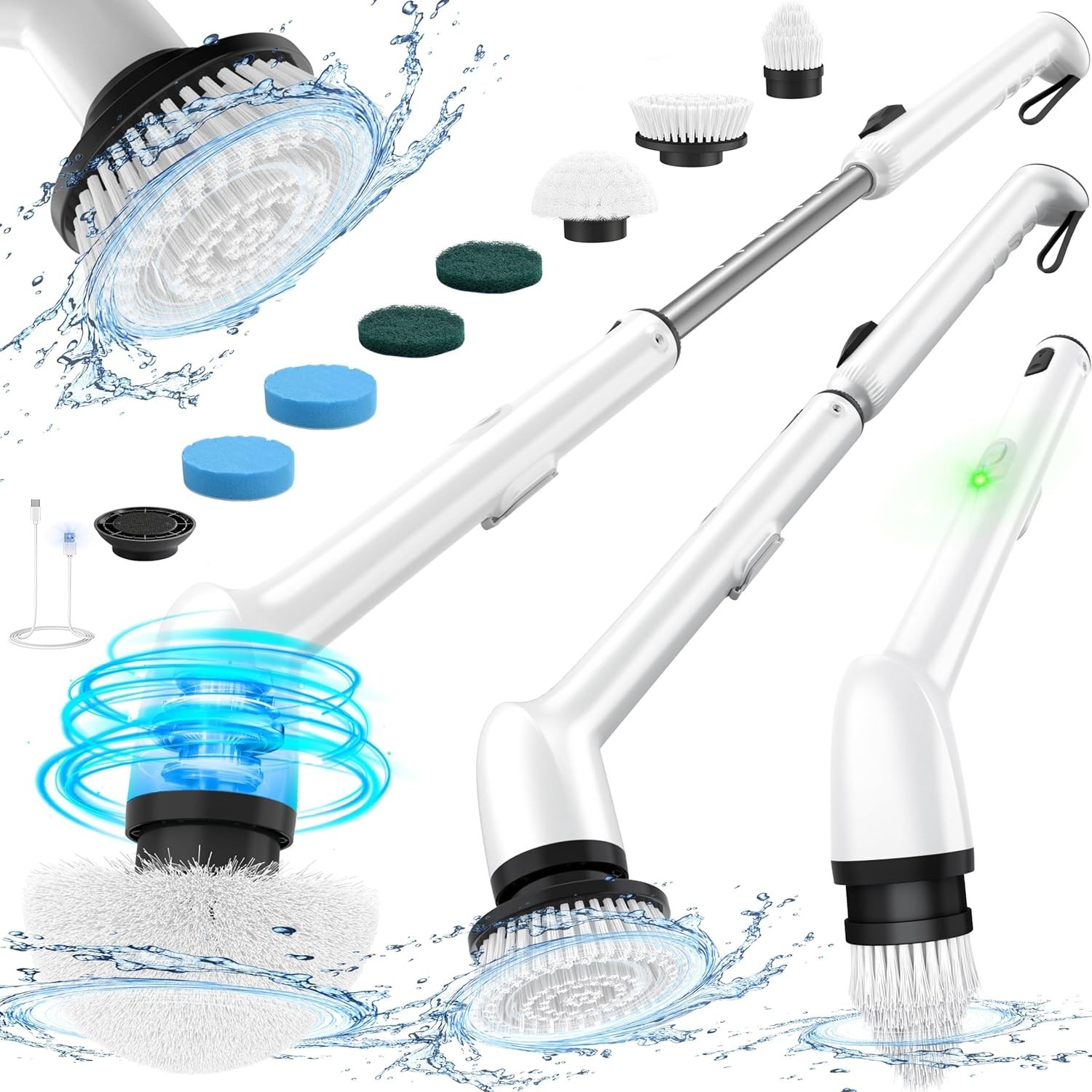 Electric Spin Scrubber, New Full-Body IPX7 Waterproof Bathroom Cleaner Brush,…