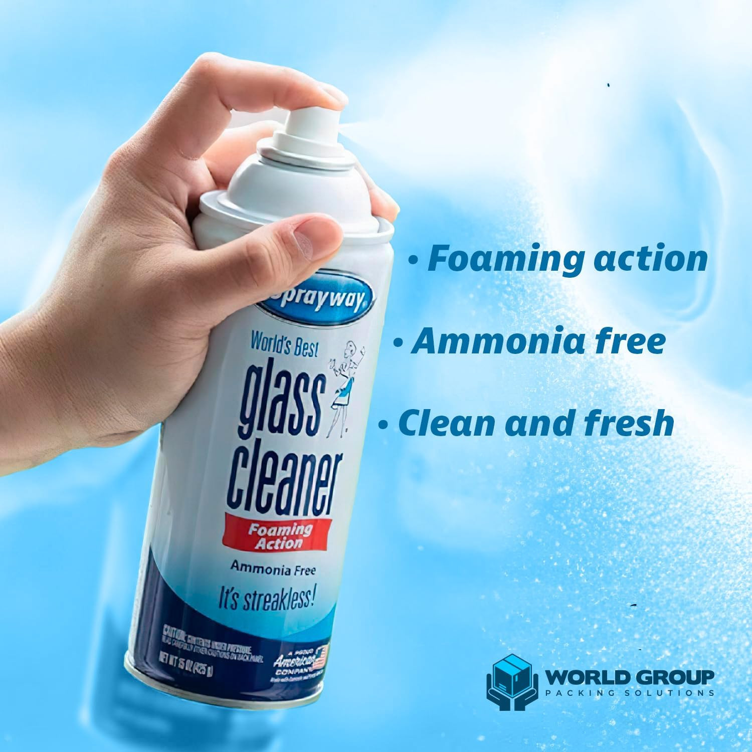 Glass Cleaner Foam, Foaming Action & Spray, 19Oz – 2 Pack – Clean Fresh Scent –